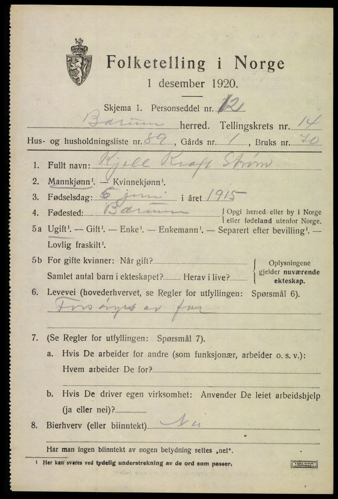 SAO, 1920 census for Bærum, 1920, p. 42266