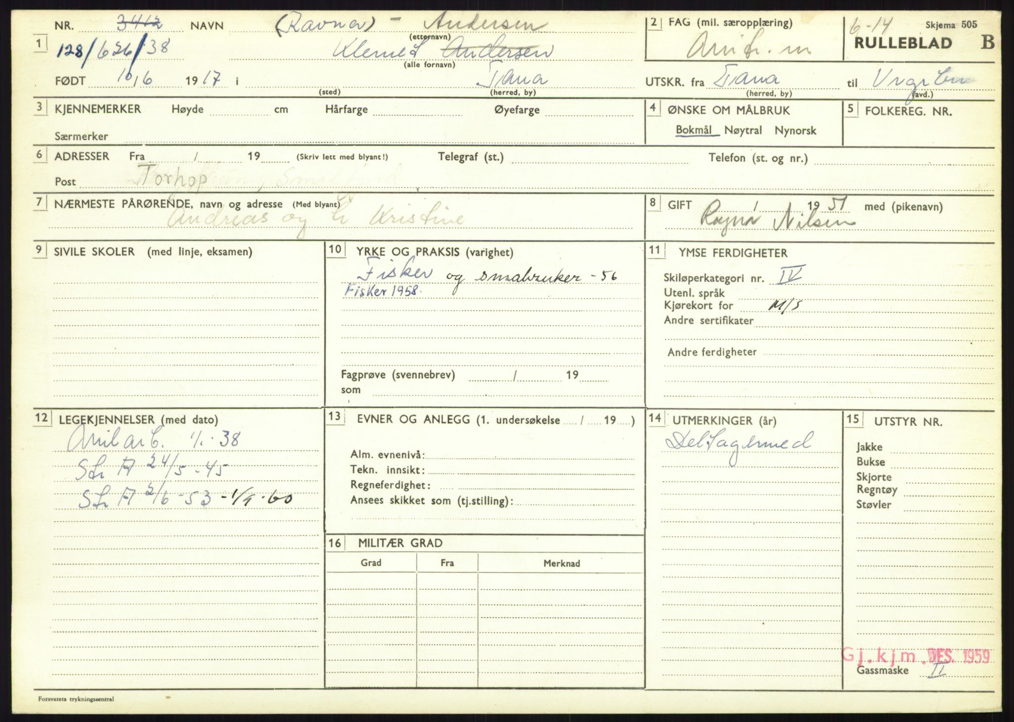 Forsvaret, Varanger bataljon, AV/RA-RAFA-2258/1/D/L0446: Rulleblad for menige født 1917-1919, 1917-1919, p. 10