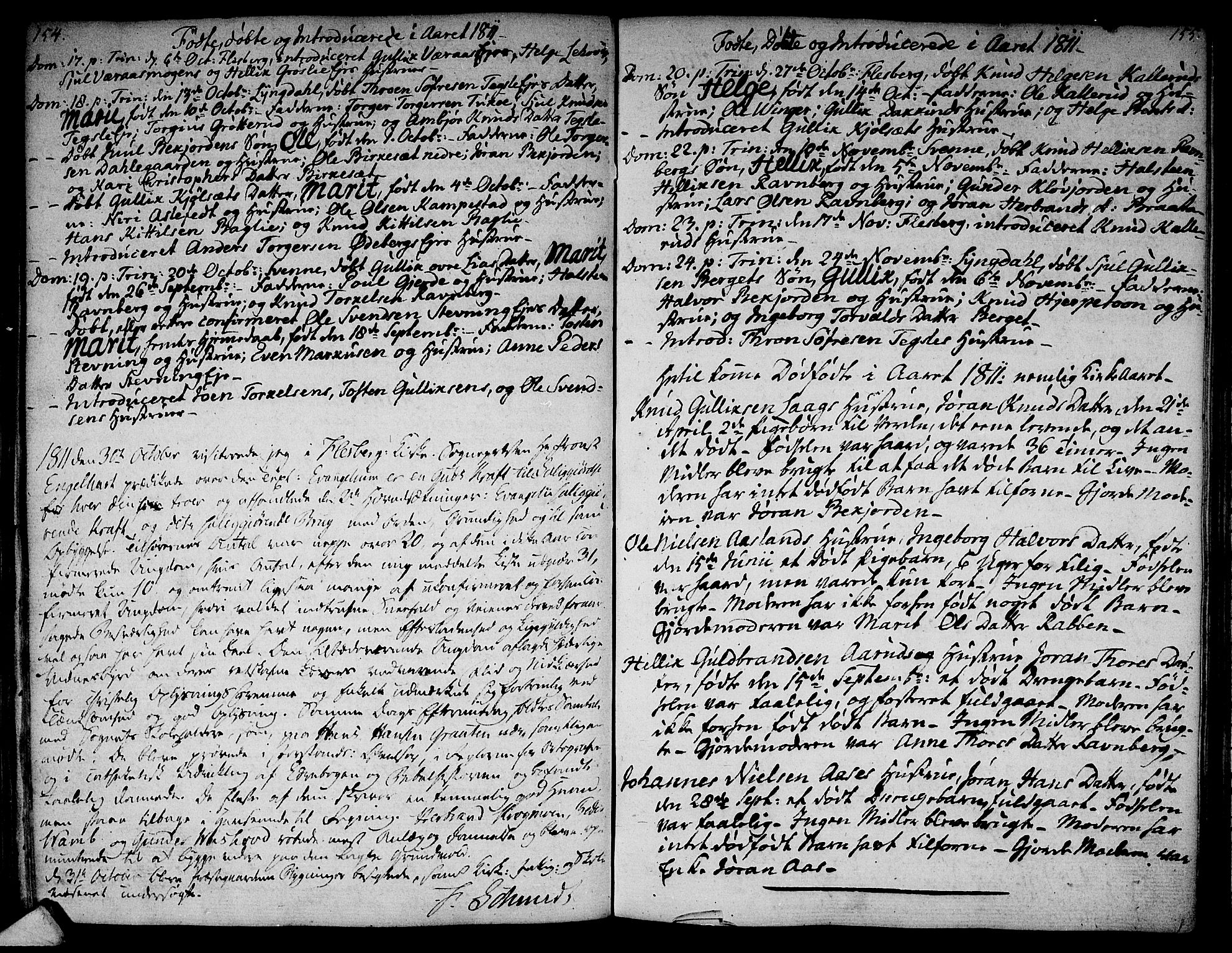 Flesberg kirkebøker, AV/SAKO-A-18/F/Fa/L0004: Parish register (official) no. I 4, 1788-1815, p. 154-155