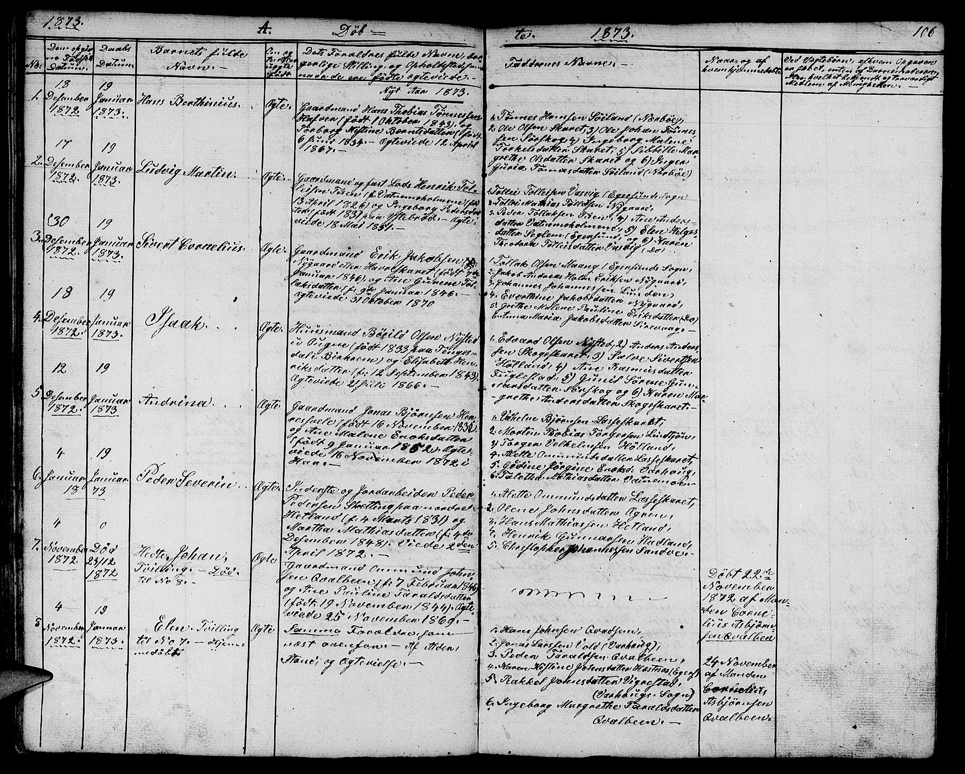 Eigersund sokneprestkontor, AV/SAST-A-101807/S09/L0003: Parish register (copy) no. B 3, 1846-1875, p. 106