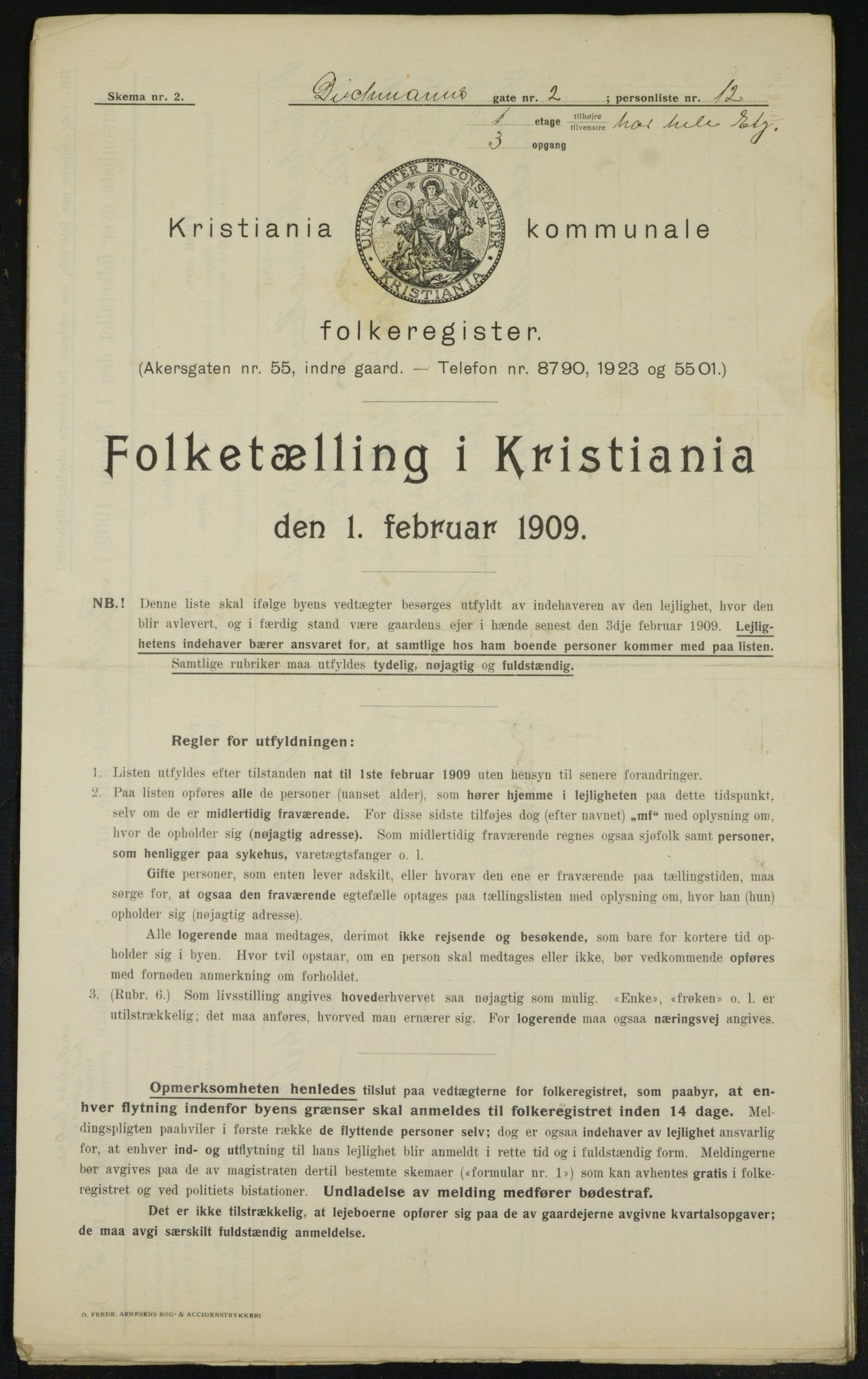 OBA, Municipal Census 1909 for Kristiania, 1909, p. 14075