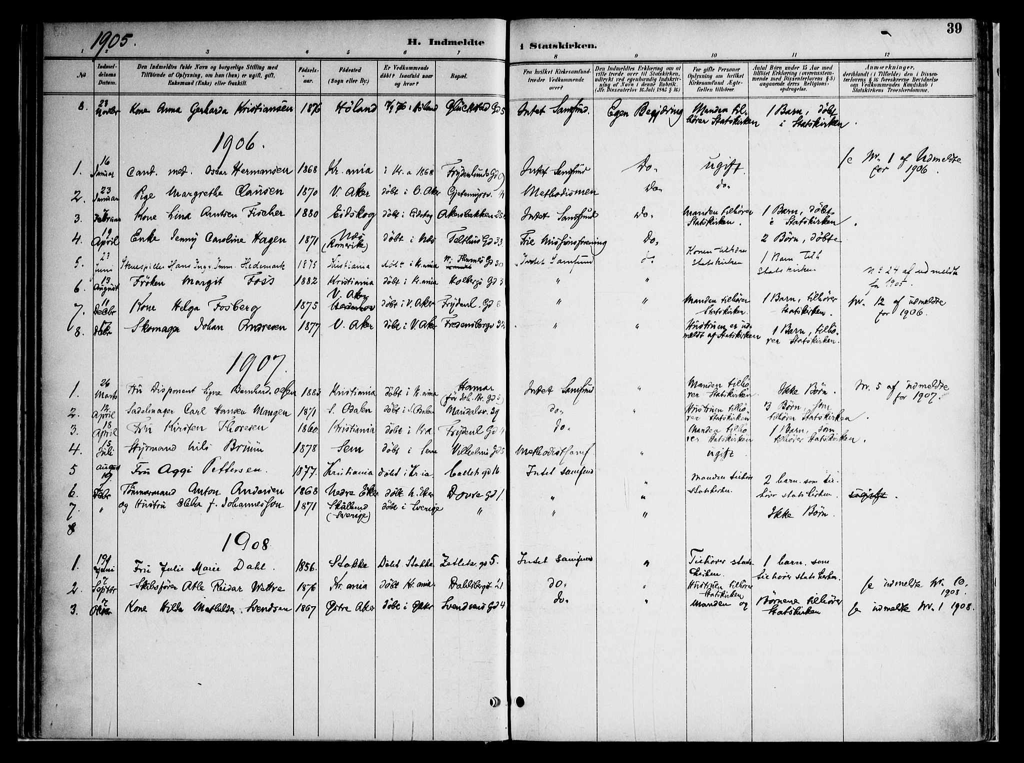 Gamle Aker prestekontor Kirkebøker, AV/SAO-A-10617a/F/L0010: Parish register (official) no. 10, 1892-1960, p. 39
