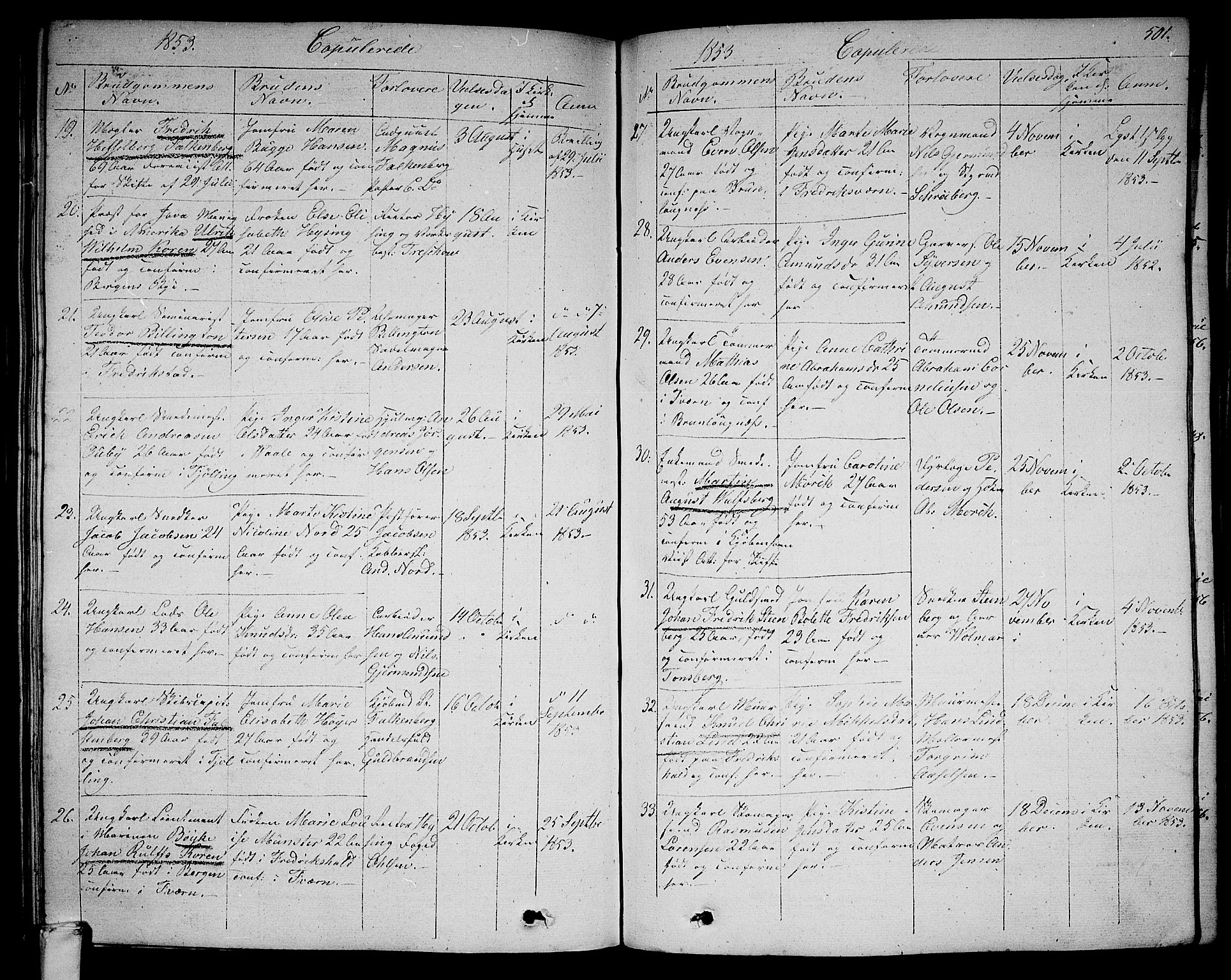 Larvik kirkebøker, SAKO/A-352/G/Ga/L0003b: Parish register (copy) no. I 3B, 1830-1870, p. 501