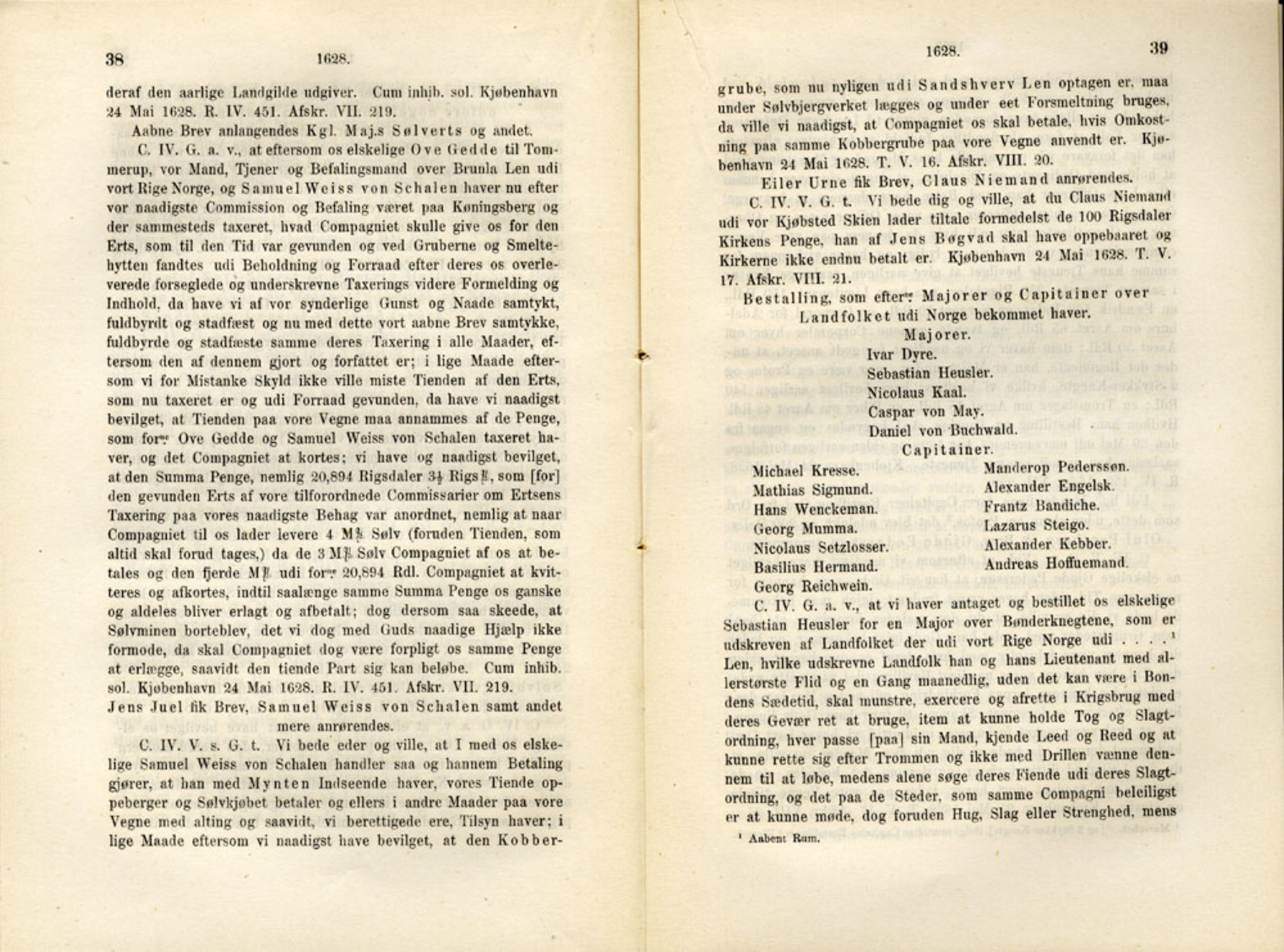 Publikasjoner utgitt av Det Norske Historiske Kildeskriftfond, PUBL/-/-/-: Norske Rigs-Registranter, bind 6, 1628-1634, p. 38-39