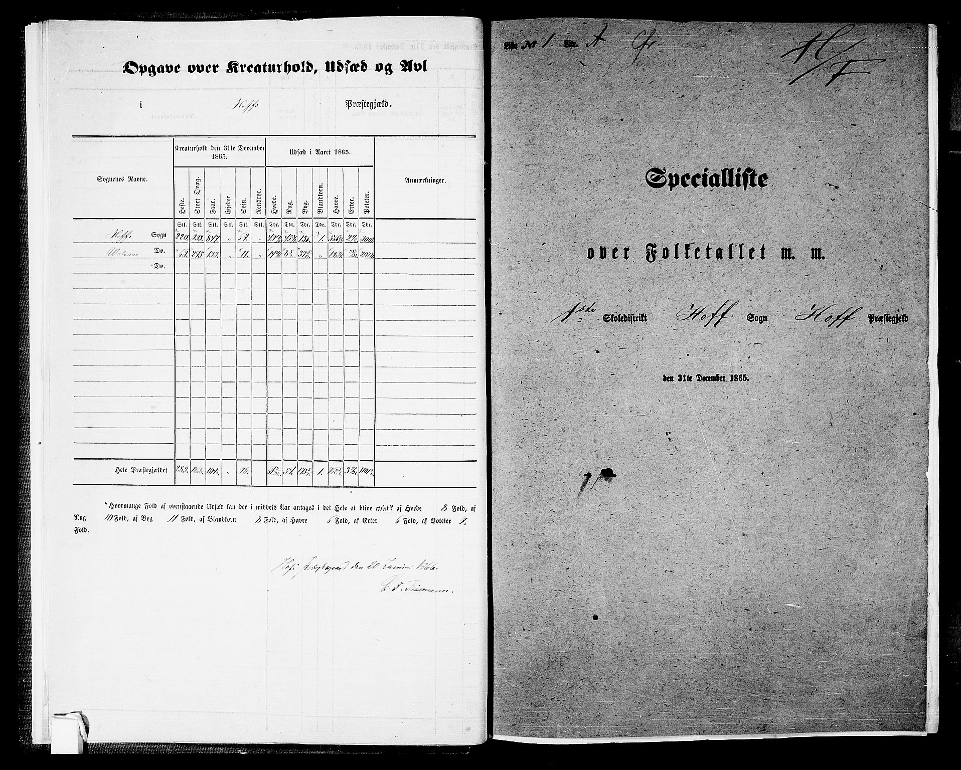 RA, 1865 census for Hof, 1865, p. 10