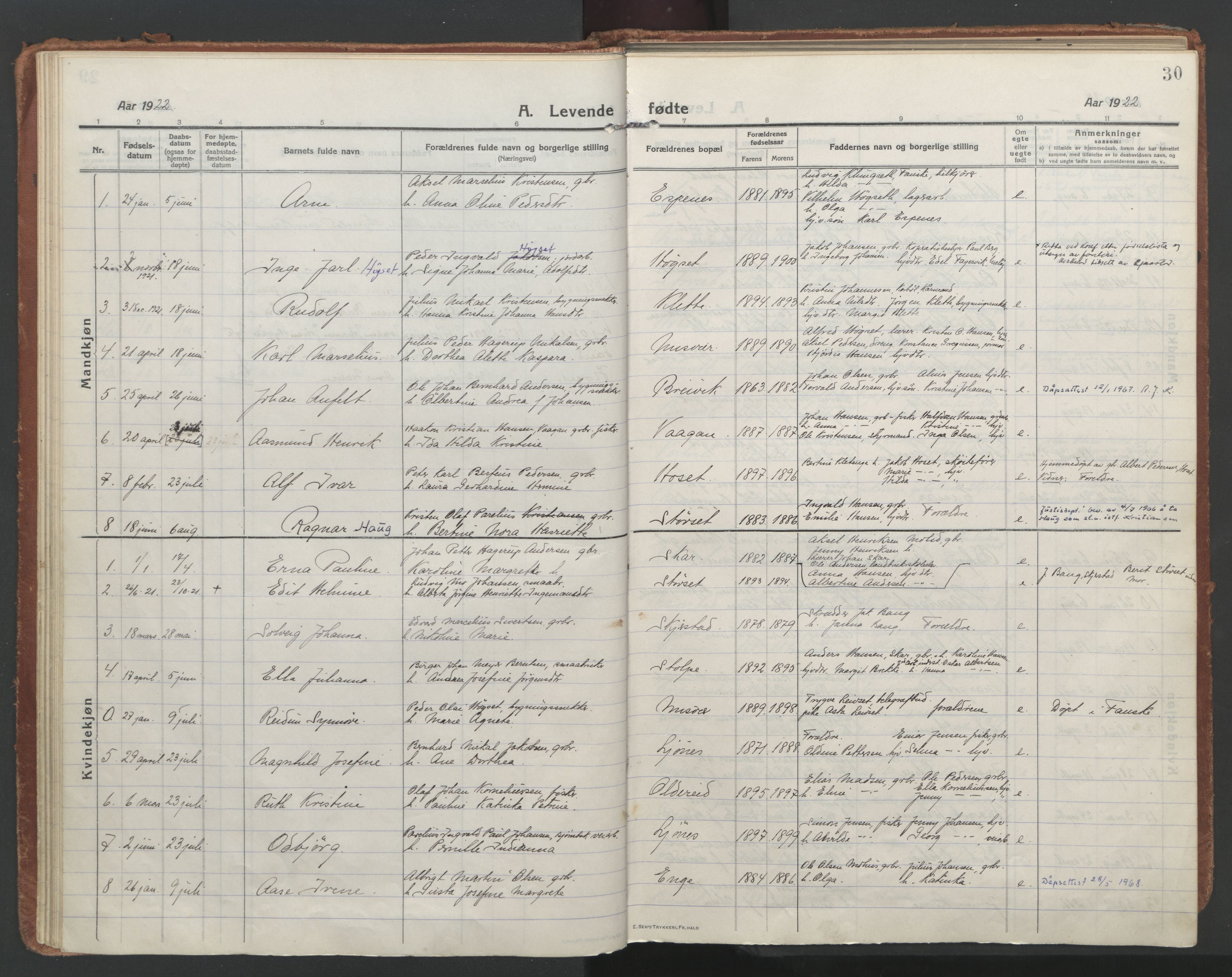 Ministerialprotokoller, klokkerbøker og fødselsregistre - Nordland, SAT/A-1459/852/L0748: Parish register (official) no. 852A18, 1913-1932, p. 30