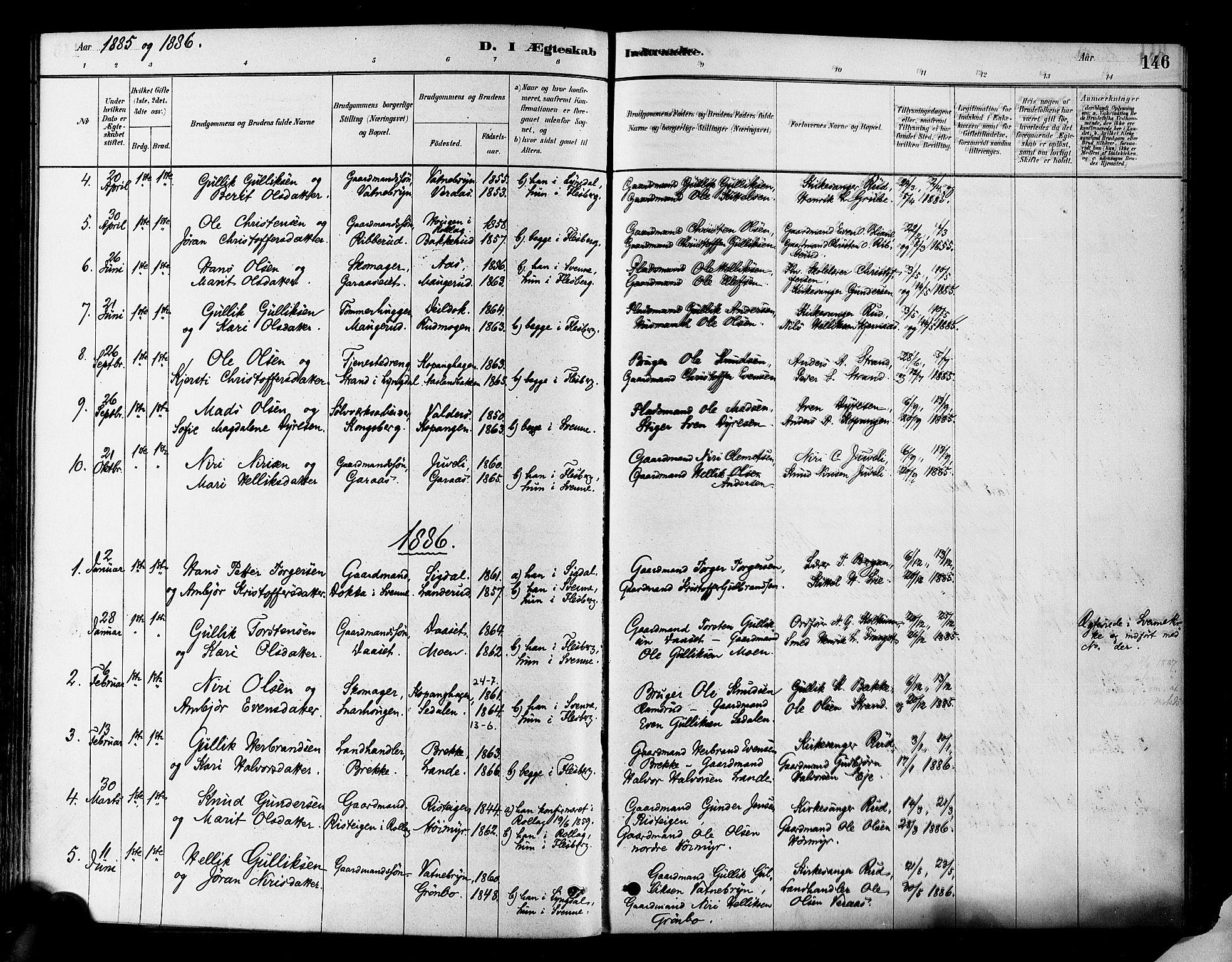 Flesberg kirkebøker, SAKO/A-18/F/Fa/L0008: Parish register (official) no. I 8, 1879-1899, p. 146