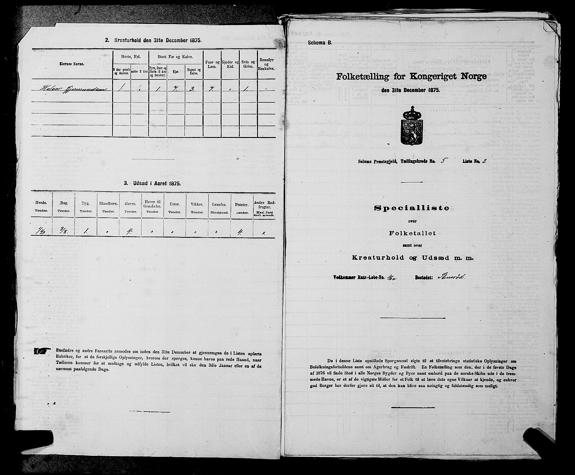 SAKO, 1875 census for 0818P Solum, 1875, p. 830