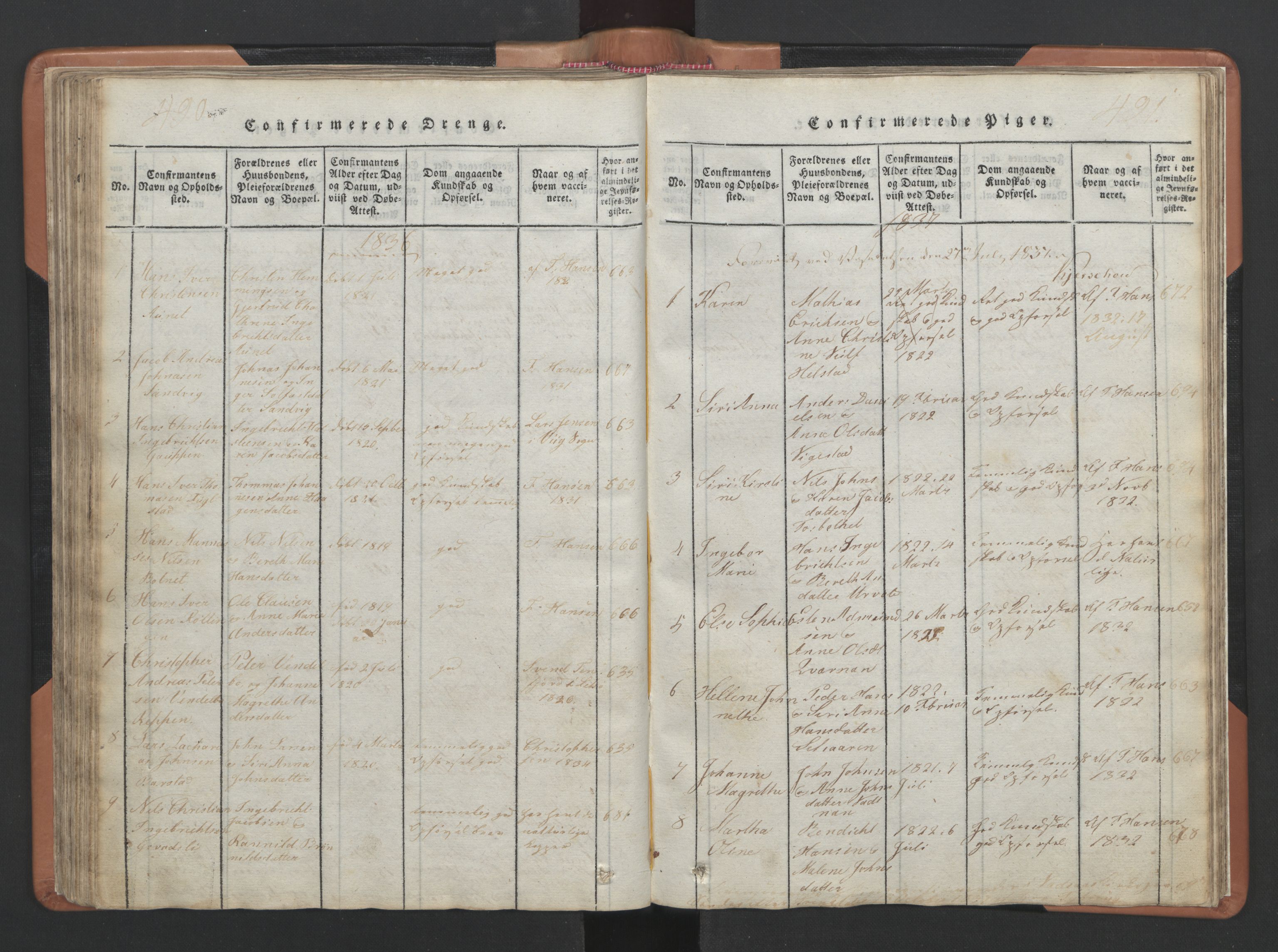 Ministerialprotokoller, klokkerbøker og fødselsregistre - Nordland, AV/SAT-A-1459/810/L0157: Parish register (copy) no. 810C01, 1819-1842, p. 490-491