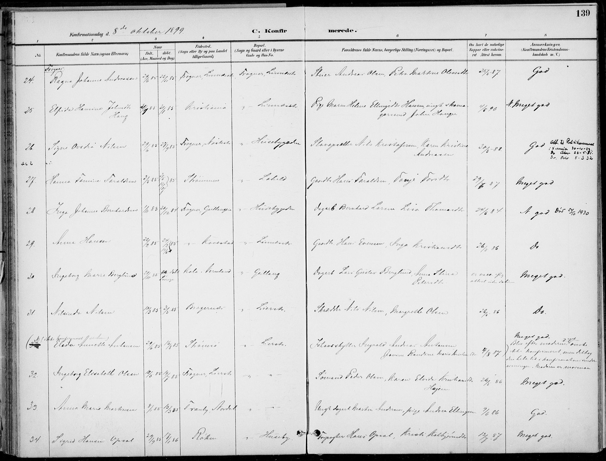 Lier kirkebøker, AV/SAKO-A-230/F/Fa/L0016: Parish register (official) no. I 16, 1895-1900, p. 139