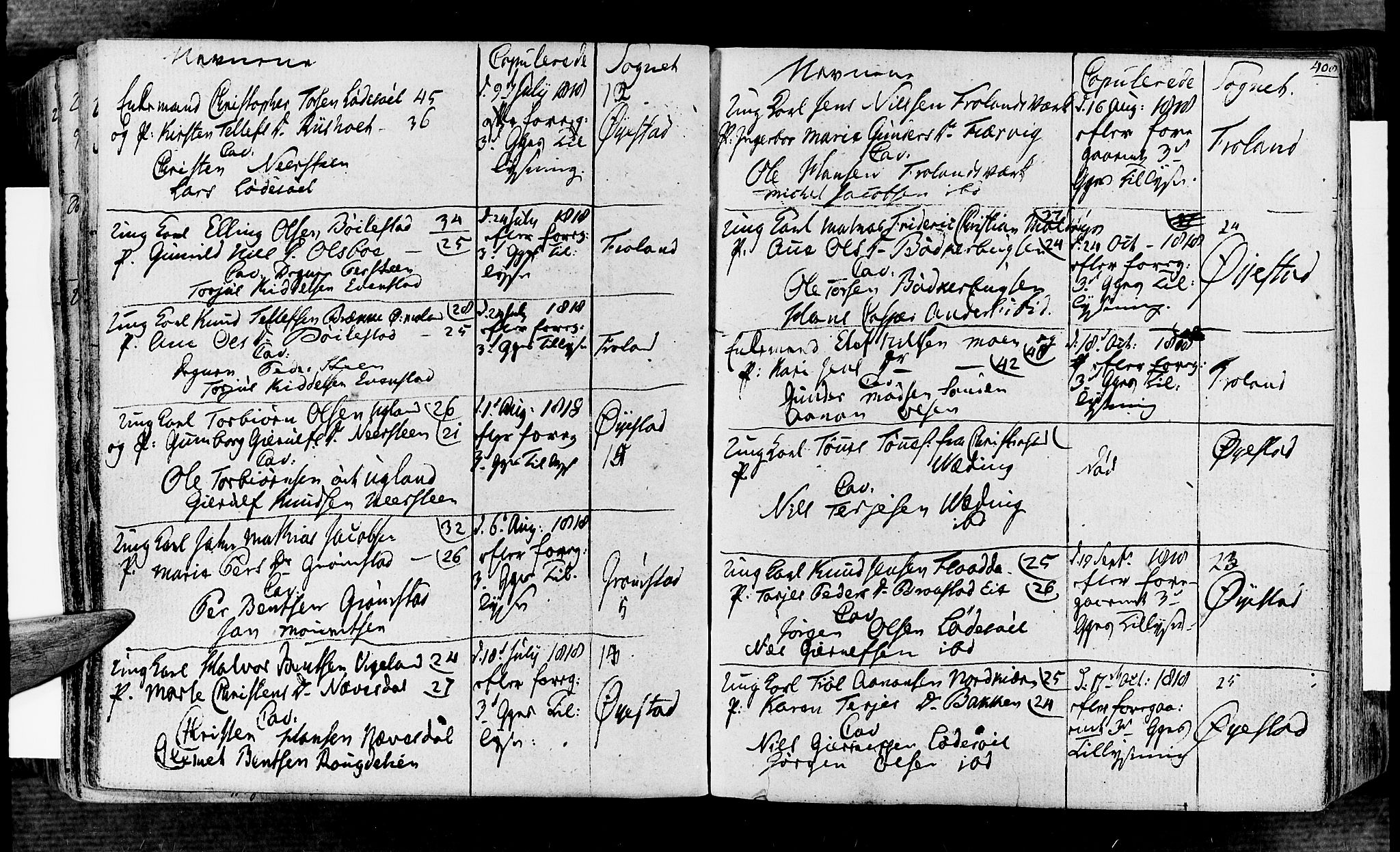 Øyestad sokneprestkontor, AV/SAK-1111-0049/F/Fa/L0011: Parish register (official) no. A 11, 1805-1824, p. 408