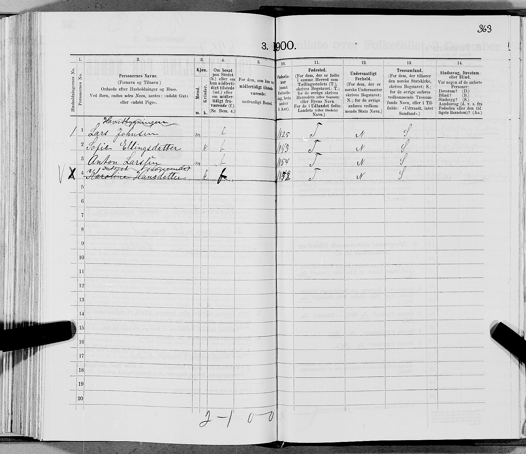 SAT, 1900 census for Gildeskål, 1900, p. 879