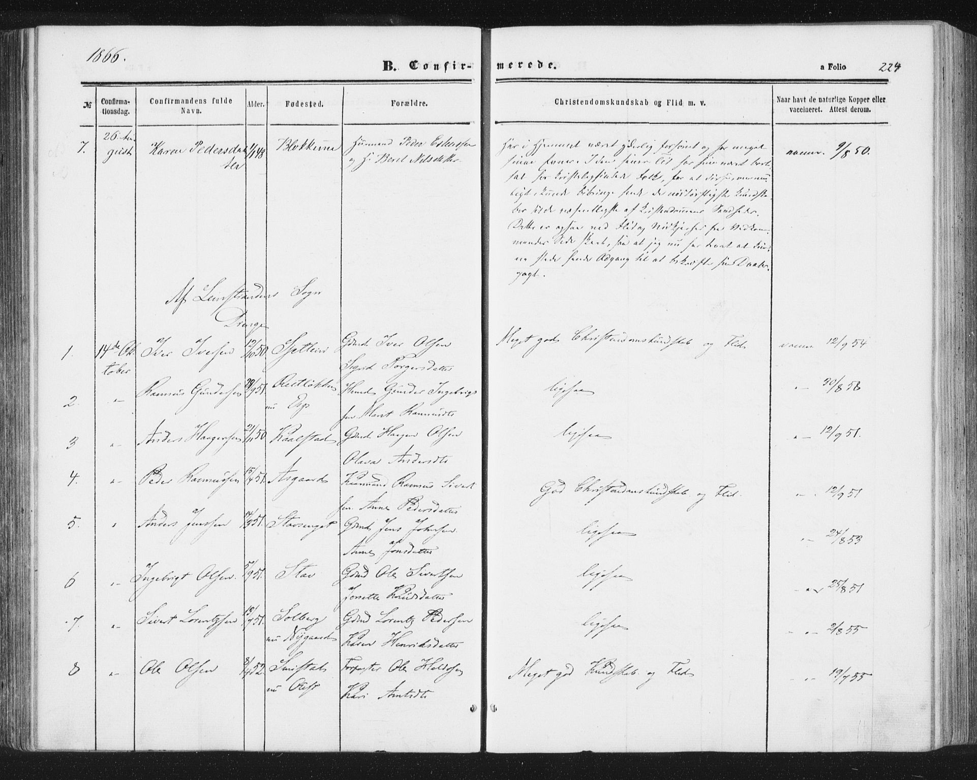 Ministerialprotokoller, klokkerbøker og fødselsregistre - Sør-Trøndelag, AV/SAT-A-1456/691/L1077: Parish register (official) no. 691A09, 1862-1873, p. 224