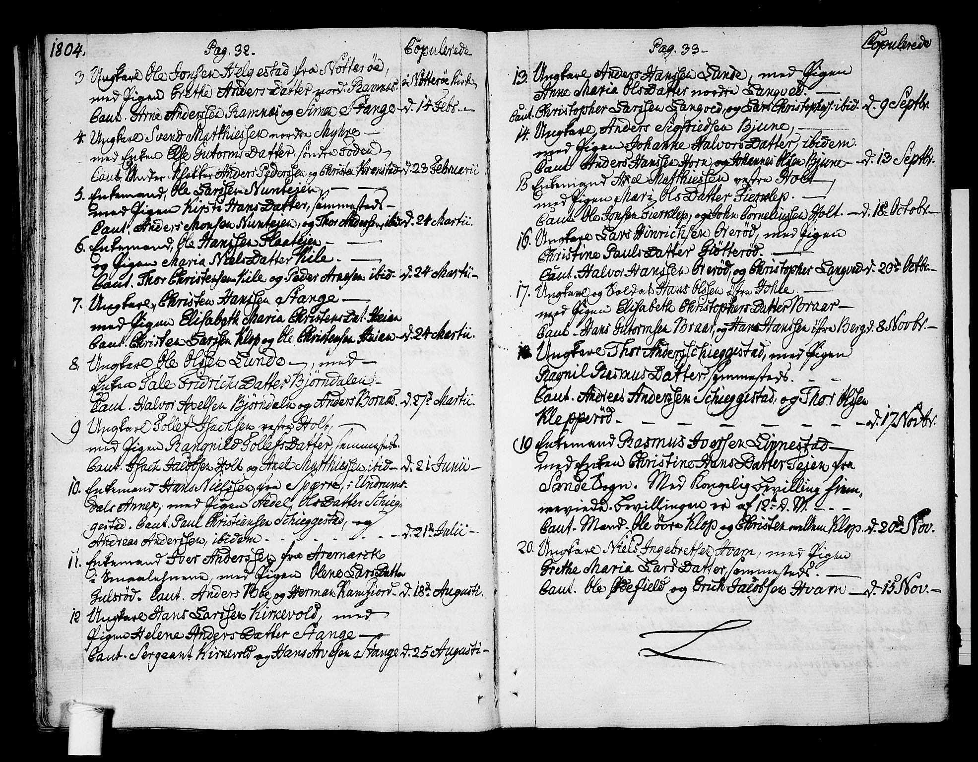 Ramnes kirkebøker, SAKO/A-314/F/Fa/L0003: Parish register (official) no. I 3, 1790-1813, p. 32-33