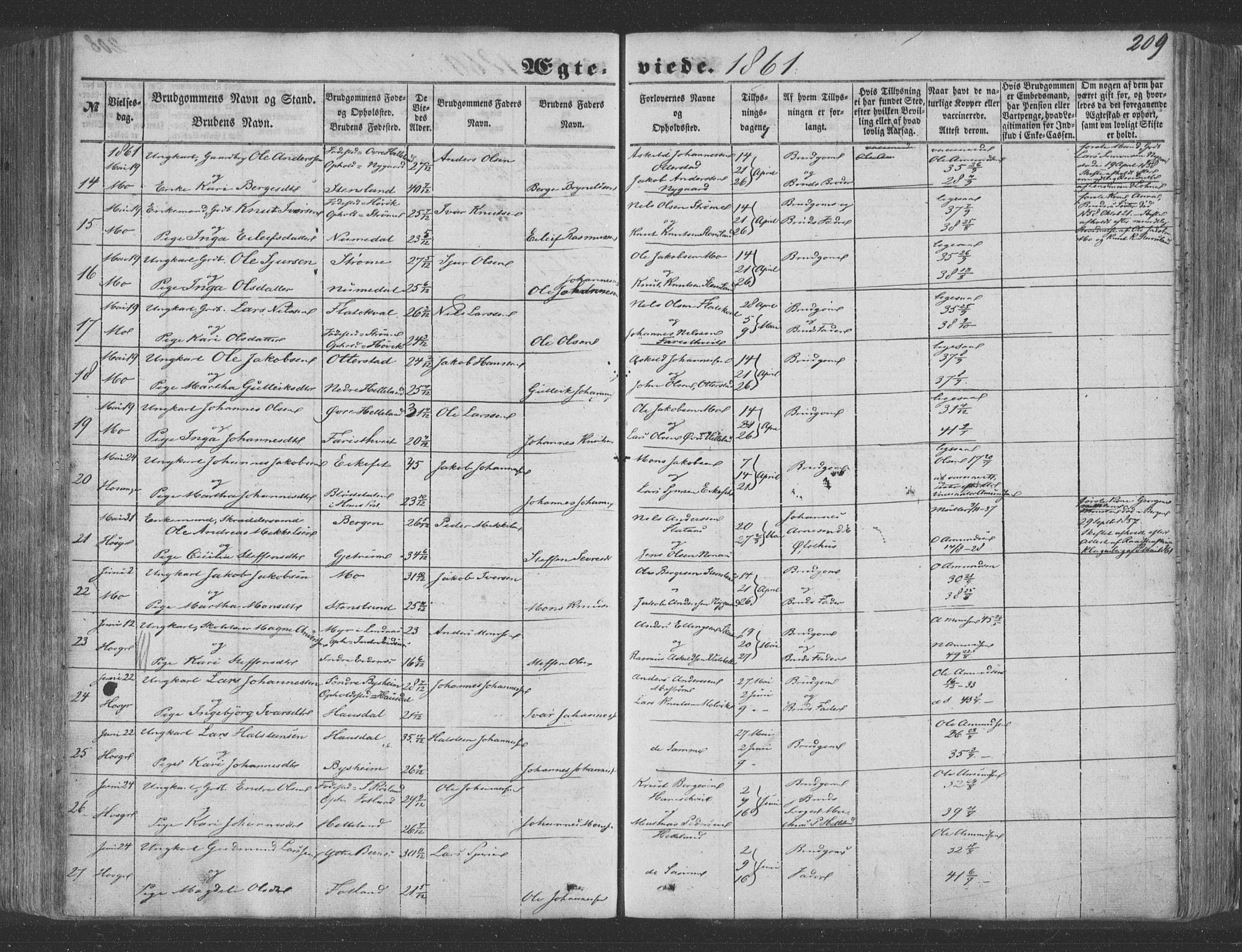 Hosanger sokneprestembete, AV/SAB-A-75801/H/Haa: Parish register (official) no. A 8, 1849-1863, p. 209