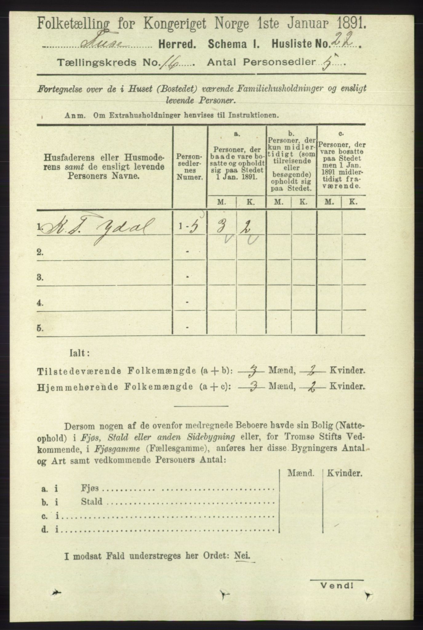 RA, 1891 census for 1241 Fusa, 1891, p. 3589