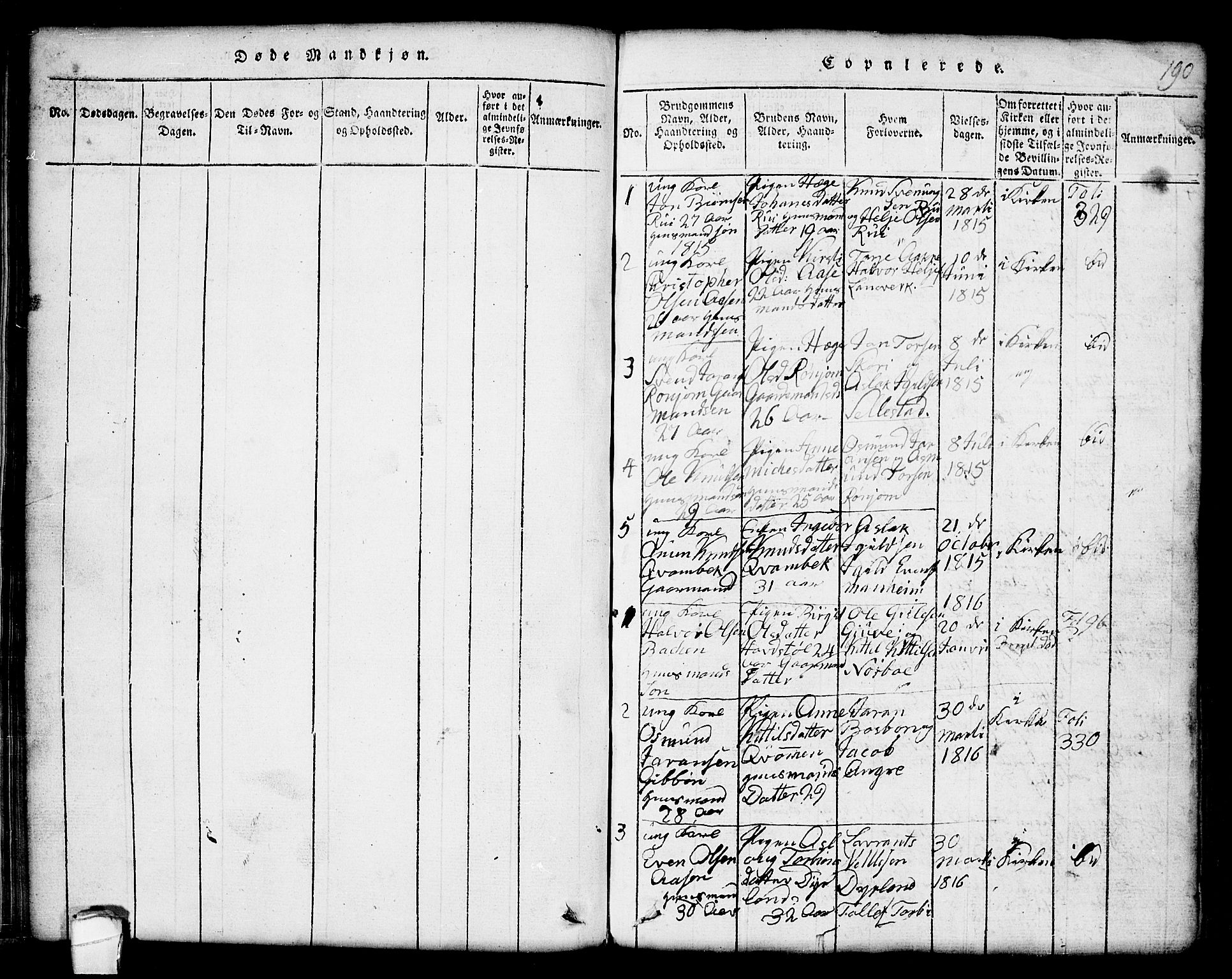 Seljord kirkebøker, SAKO/A-20/G/Gc/L0001: Parish register (copy) no. III 1, 1815-1849, p. 190