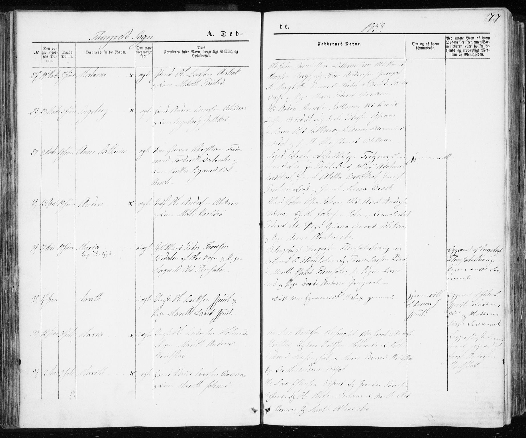 Ministerialprotokoller, klokkerbøker og fødselsregistre - Møre og Romsdal, SAT/A-1454/586/L0984: Parish register (official) no. 586A10, 1844-1856, p. 77