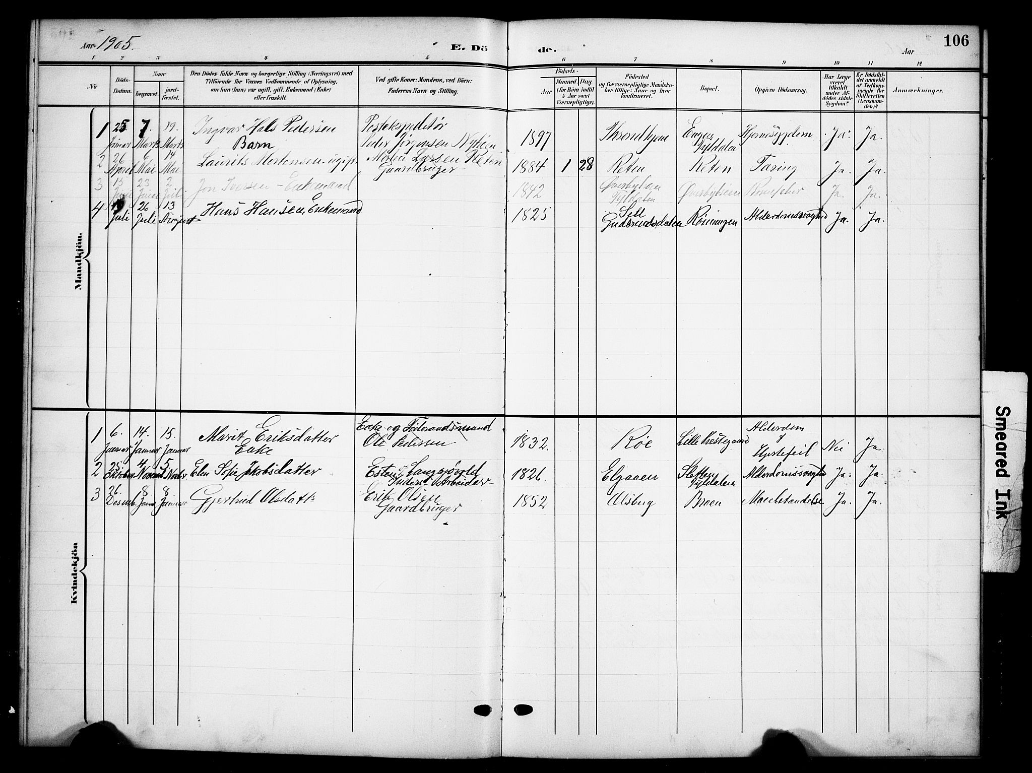 Tynset prestekontor, SAH/PREST-058/H/Ha/Hab/L0010: Parish register (copy) no. 10, 1902-1929, p. 106