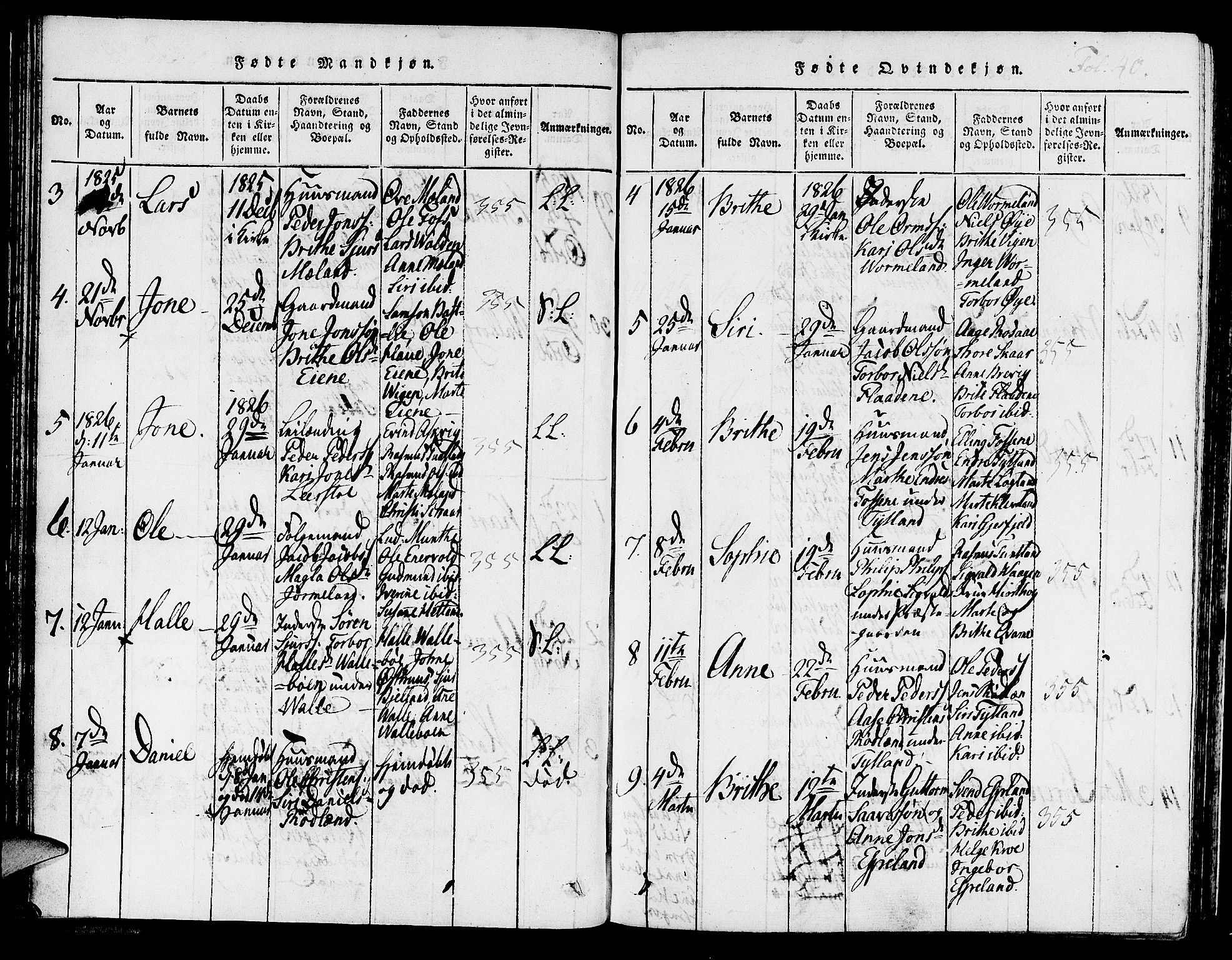 Hjelmeland sokneprestkontor, SAST/A-101843/01/IV/L0003: Parish register (official) no. A 3, 1816-1834, p. 40