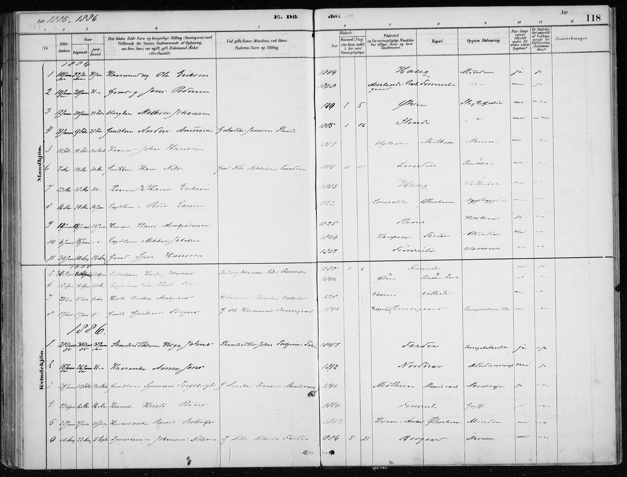 Sogndal sokneprestembete, SAB/A-81301/H/Haa/Haac/L0001: Parish register (official) no. C 1, 1878-1907, p. 118