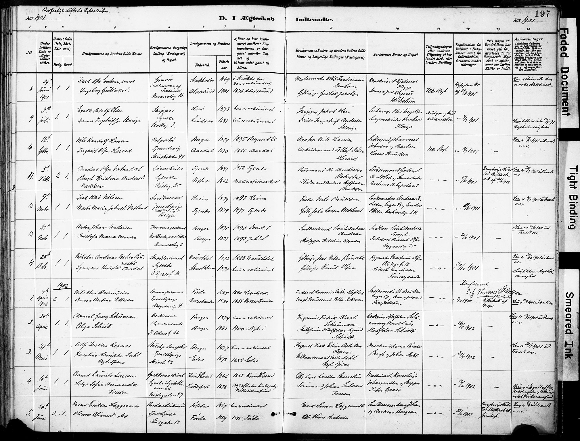 Domkirken sokneprestembete, SAB/A-74801/H/Haa/L0037: Parish register (official) no. D 4, 1880-1907, p. 197