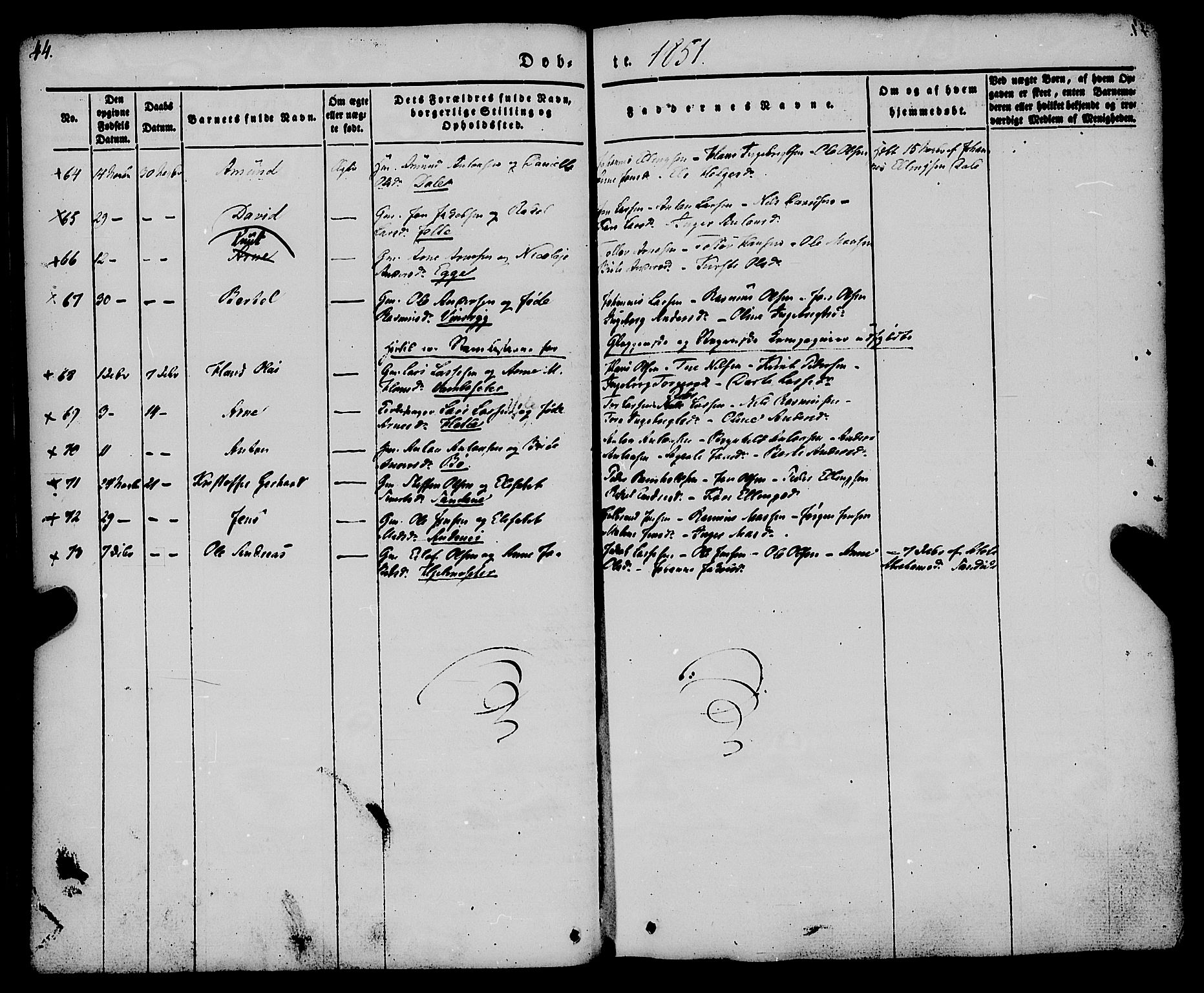 Gloppen sokneprestembete, AV/SAB-A-80101/H/Haa/Haaa/L0008: Parish register (official) no. A 8, 1837-1855, p. 44