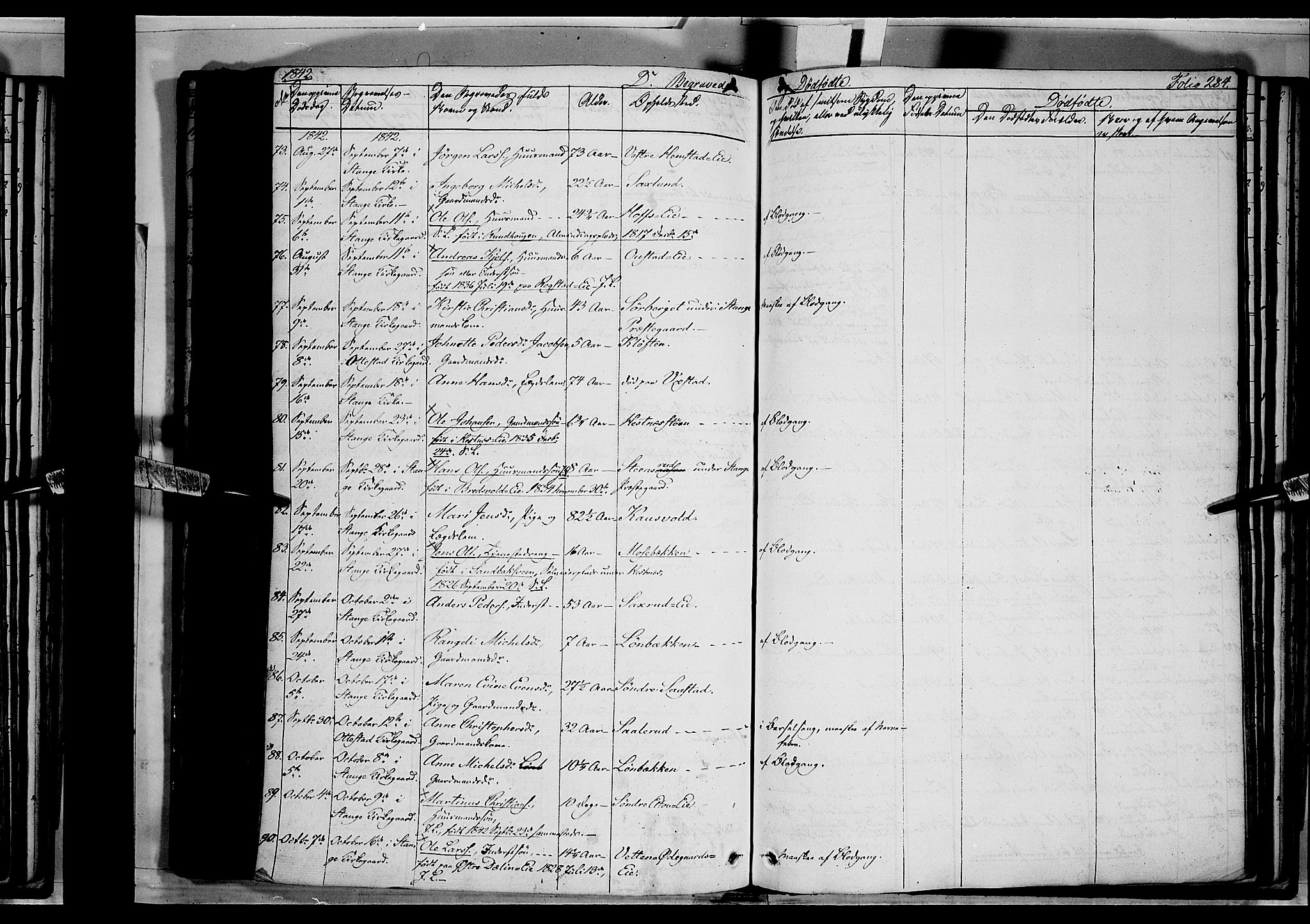 Stange prestekontor, AV/SAH-PREST-002/K/L0010: Parish register (official) no. 10, 1835-1845, p. 284