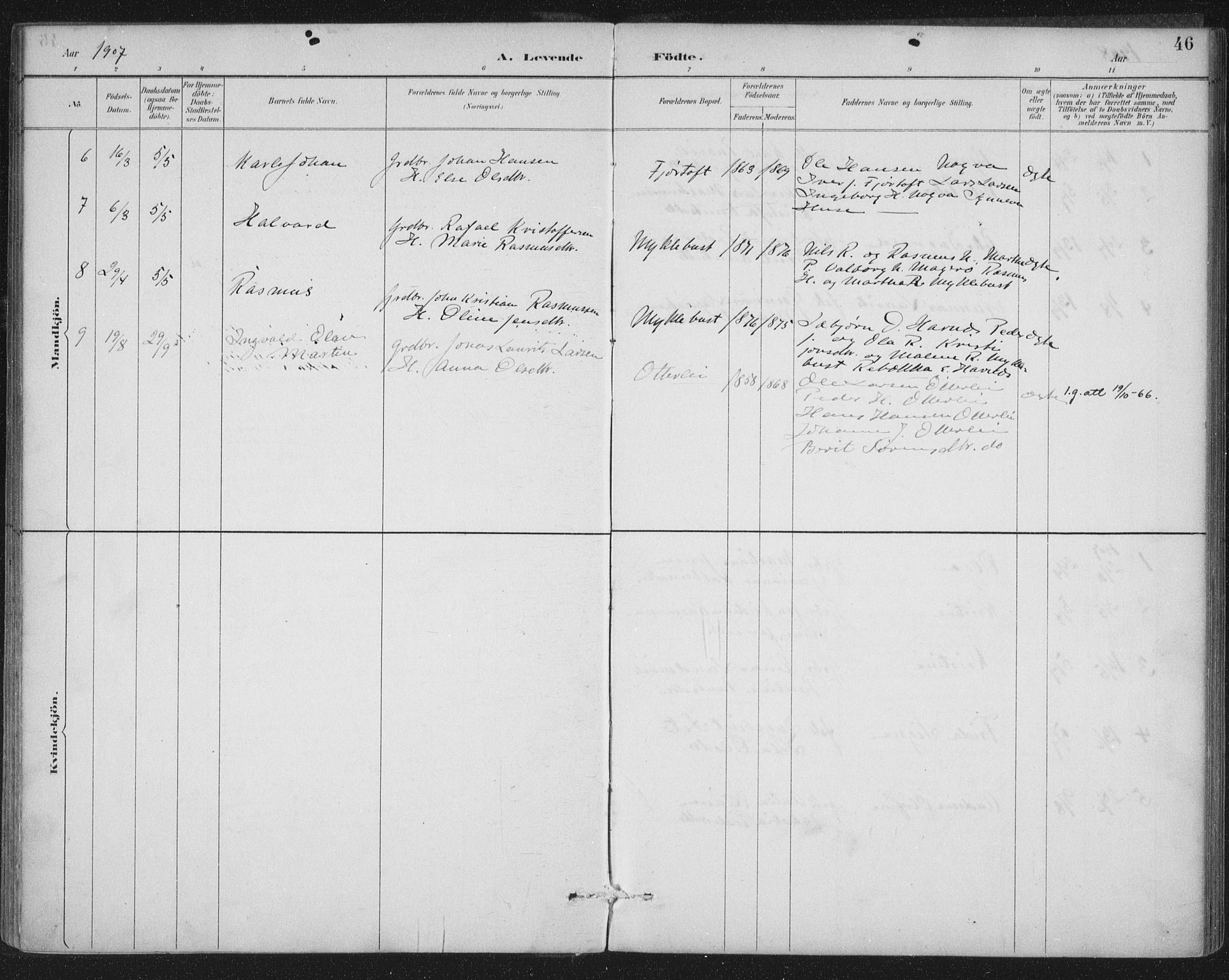 Ministerialprotokoller, klokkerbøker og fødselsregistre - Møre og Romsdal, AV/SAT-A-1454/538/L0522: Parish register (official) no. 538A01, 1884-1913, p. 46