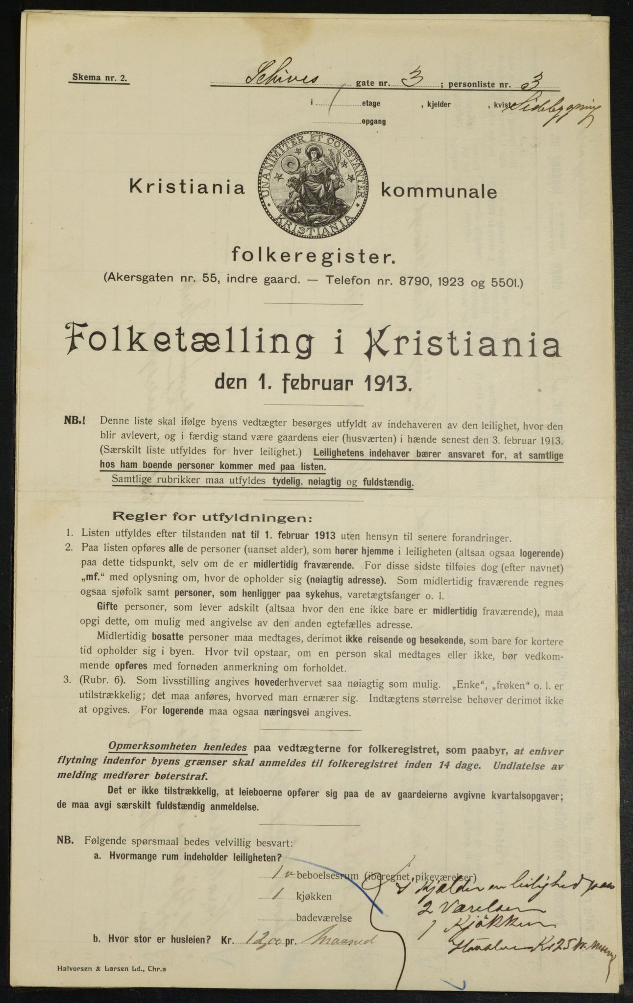 OBA, Municipal Census 1913 for Kristiania, 1913, p. 89555