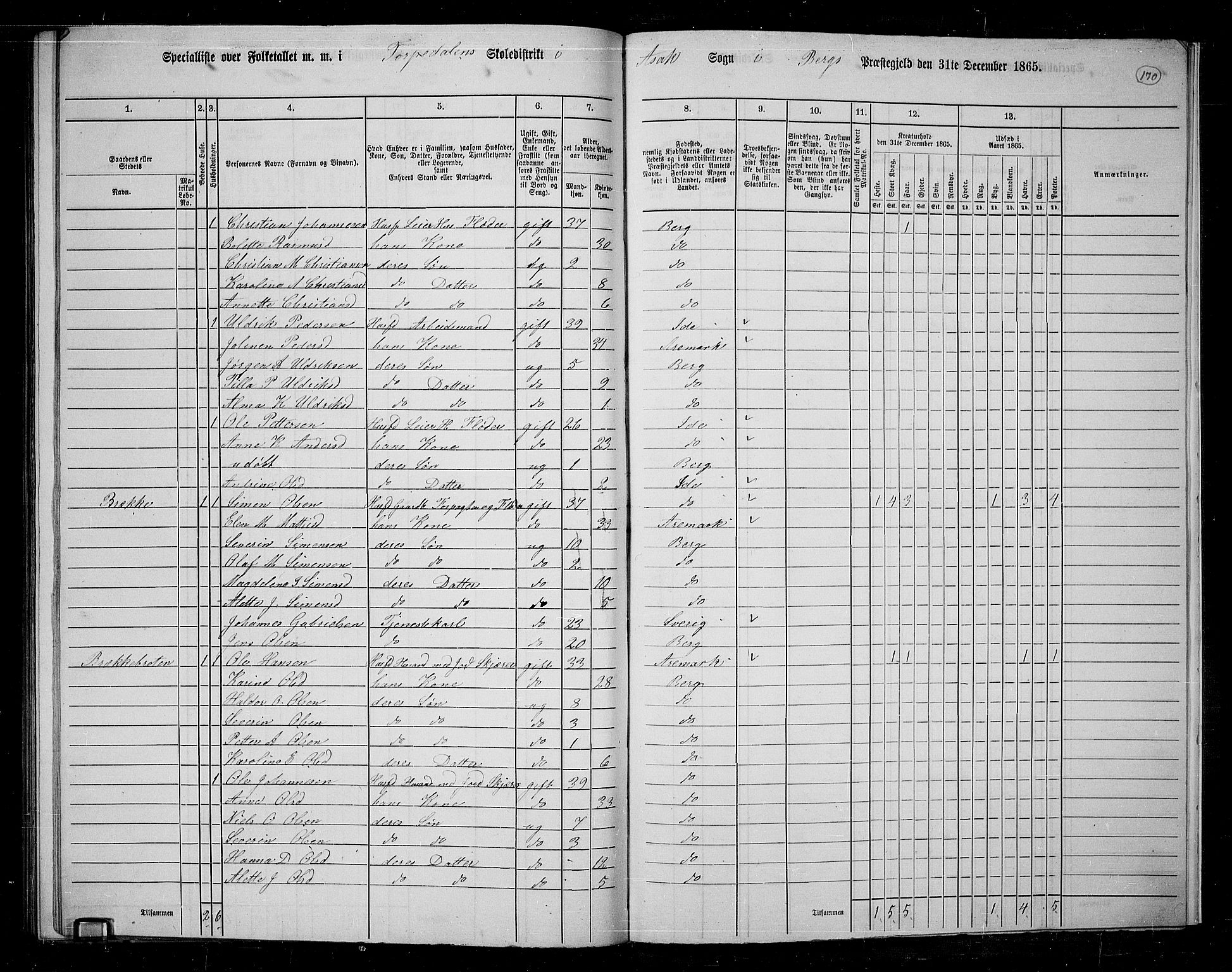 RA, 1865 census for Berg, 1865, p. 148