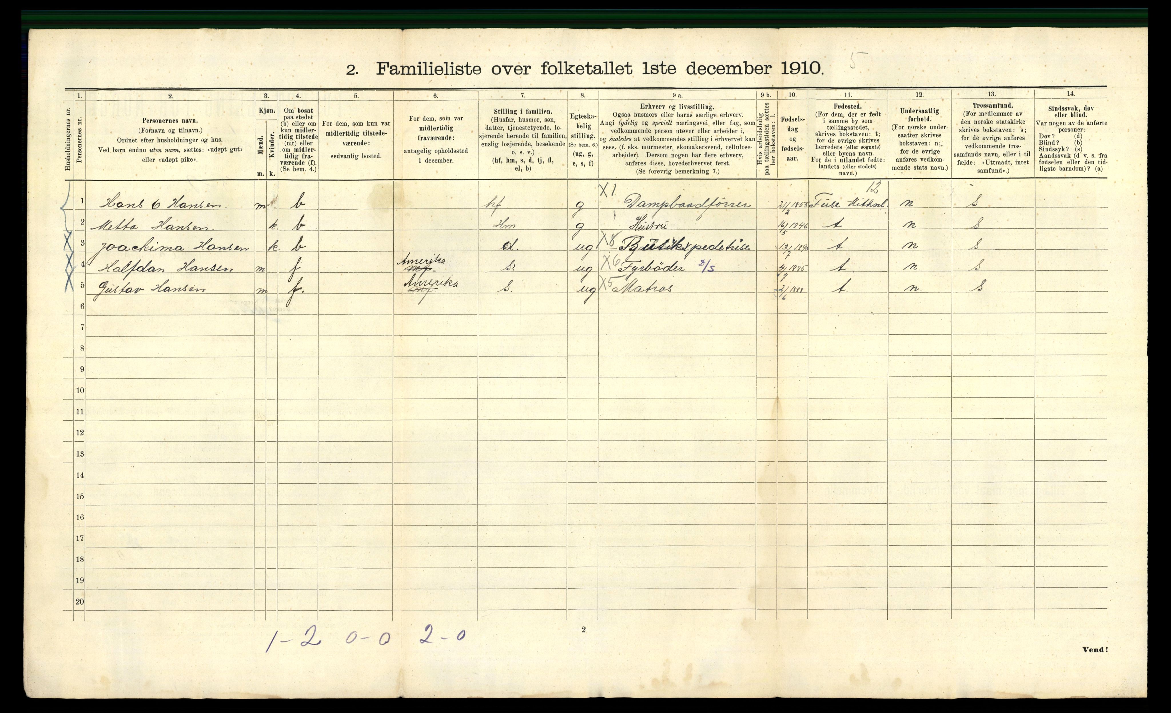 RA, 1910 census for Bergen, 1910, p. 2606