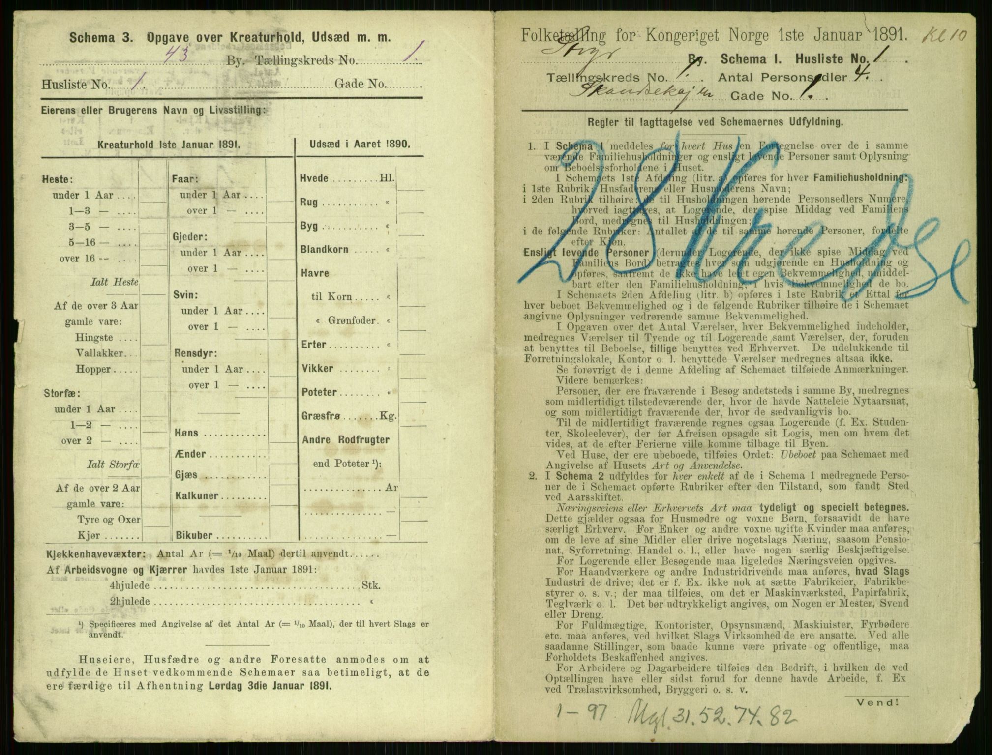 RA, 1891 census for 1103 Stavanger, 1891, p. 71