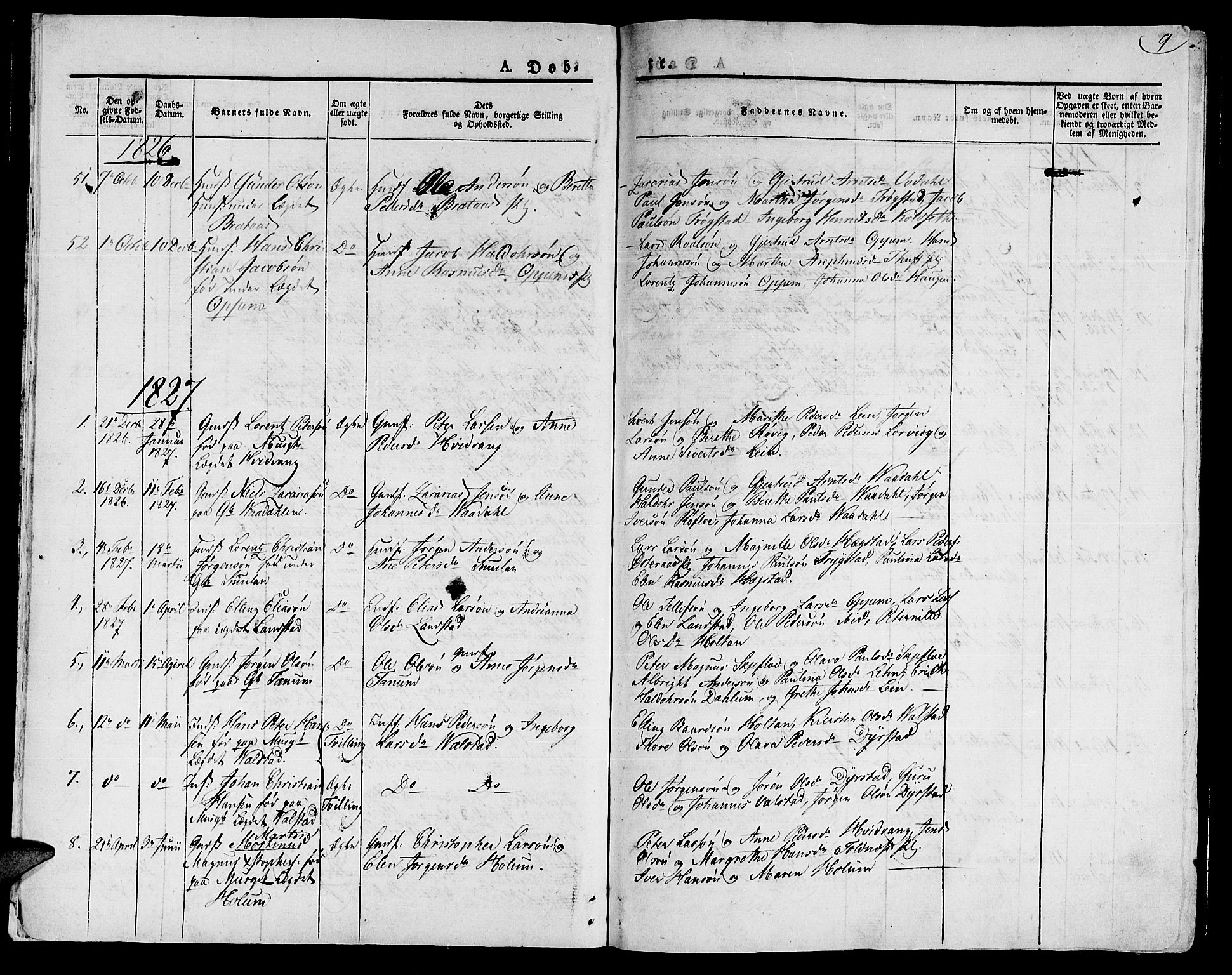 Ministerialprotokoller, klokkerbøker og fødselsregistre - Nord-Trøndelag, SAT/A-1458/735/L0336: Parish register (official) no. 735A05 /1, 1825-1835, p. 9