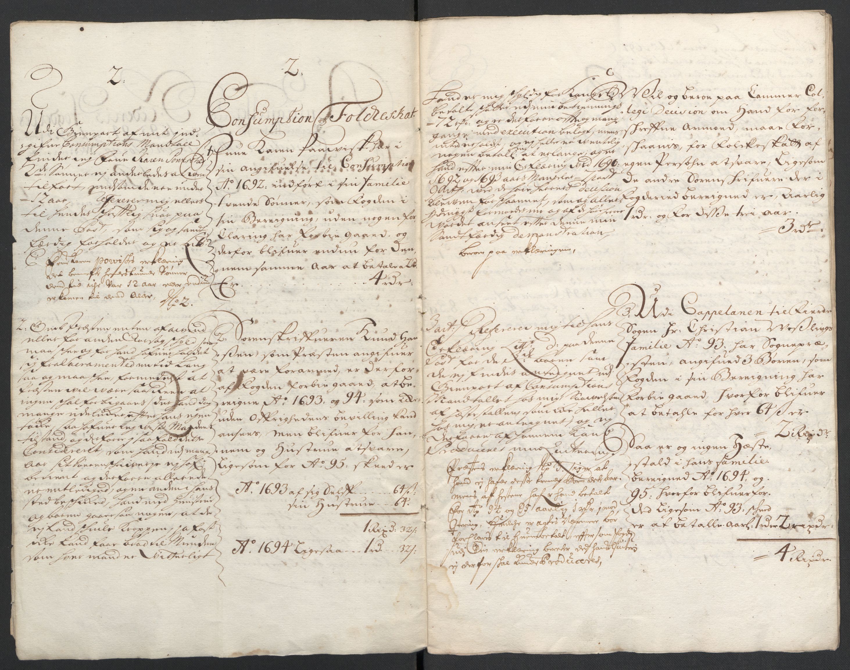 Rentekammeret inntil 1814, Reviderte regnskaper, Fogderegnskap, RA/EA-4092/R39/L2313: Fogderegnskap Nedenes, 1696-1697, p. 213