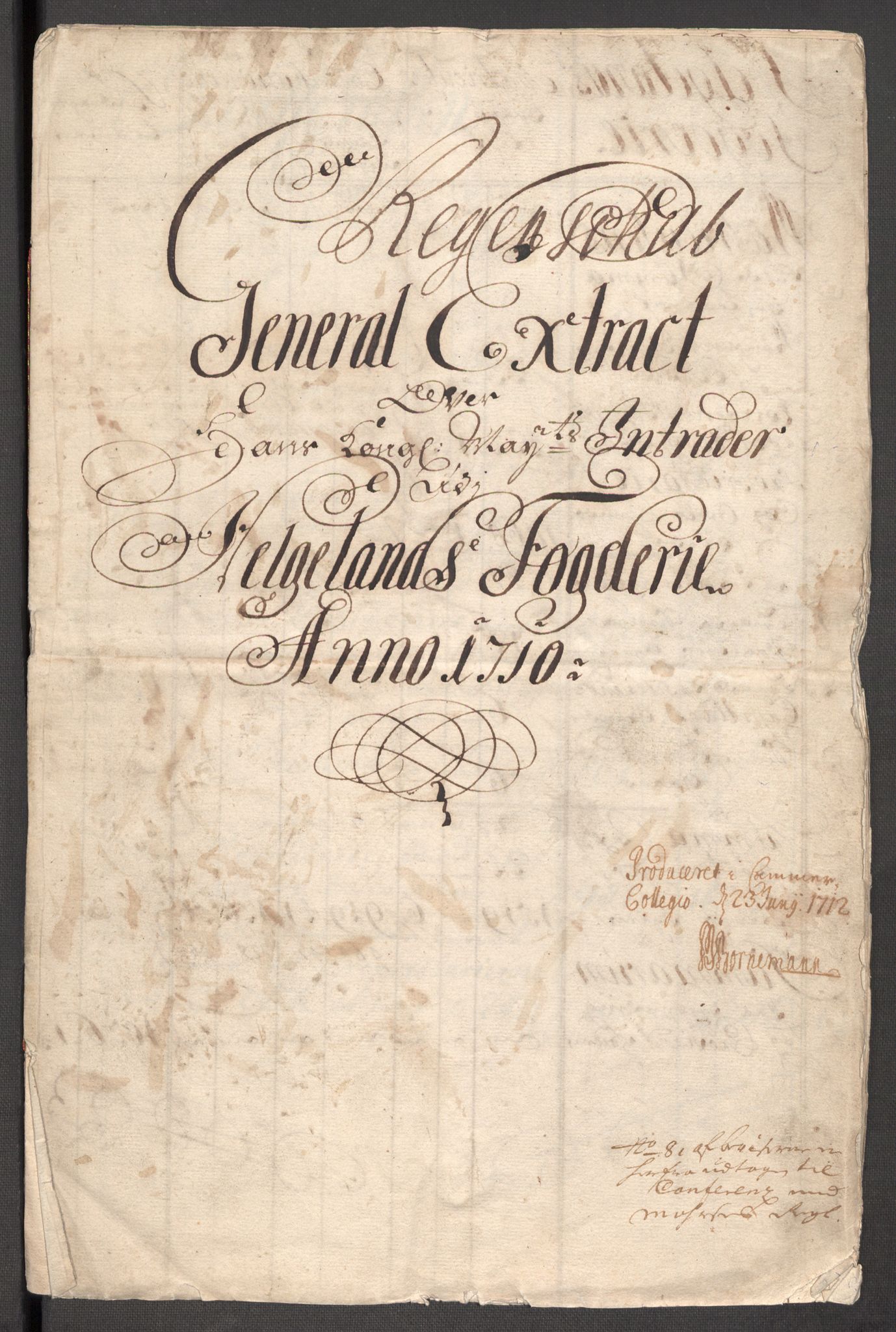 Rentekammeret inntil 1814, Reviderte regnskaper, Fogderegnskap, AV/RA-EA-4092/R65/L4511: Fogderegnskap Helgeland, 1710-1711, p. 4