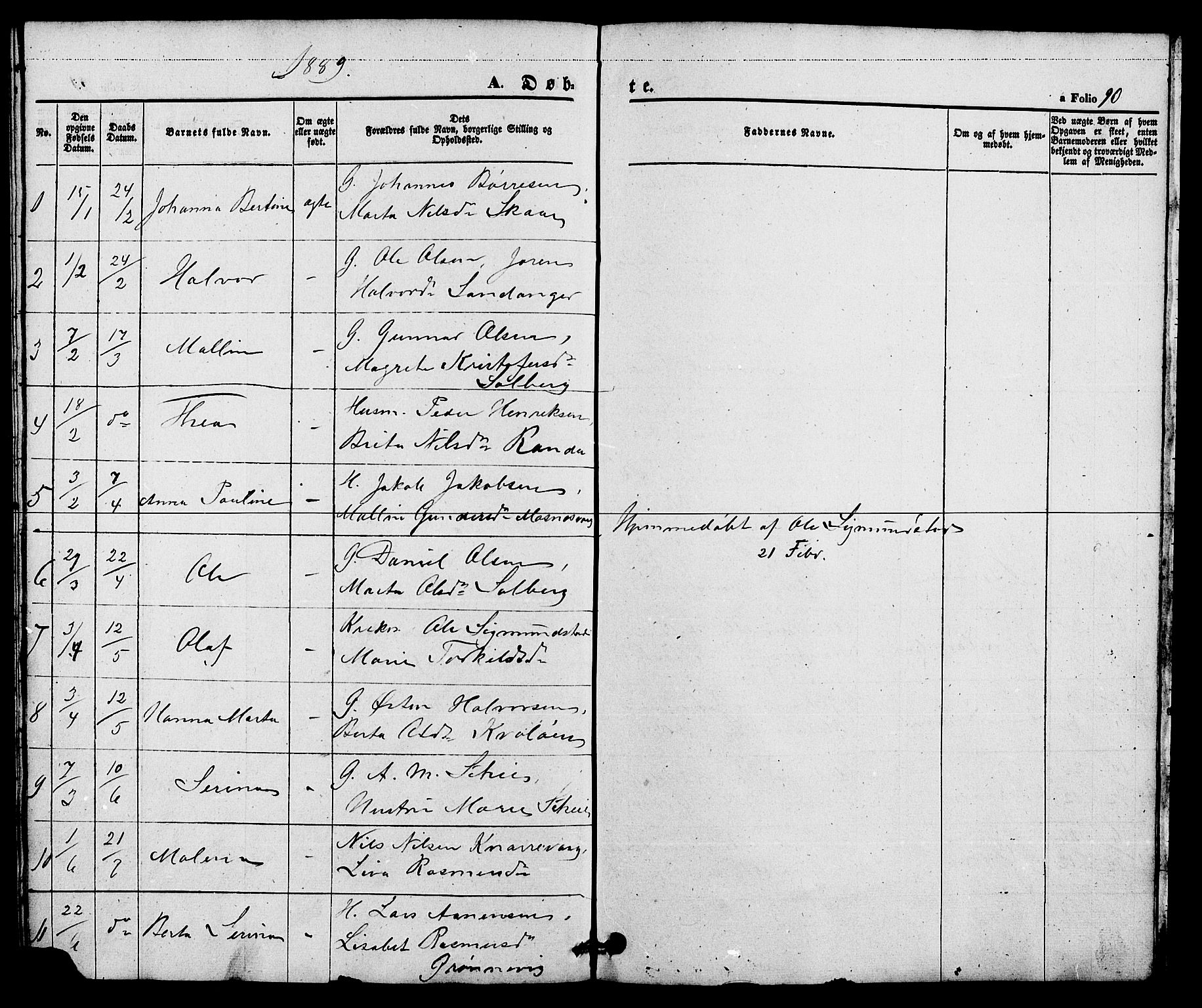 Hjelmeland sokneprestkontor, SAST/A-101843/01/V/L0005: Parish register (copy) no. B 5, 1853-1892, p. 90