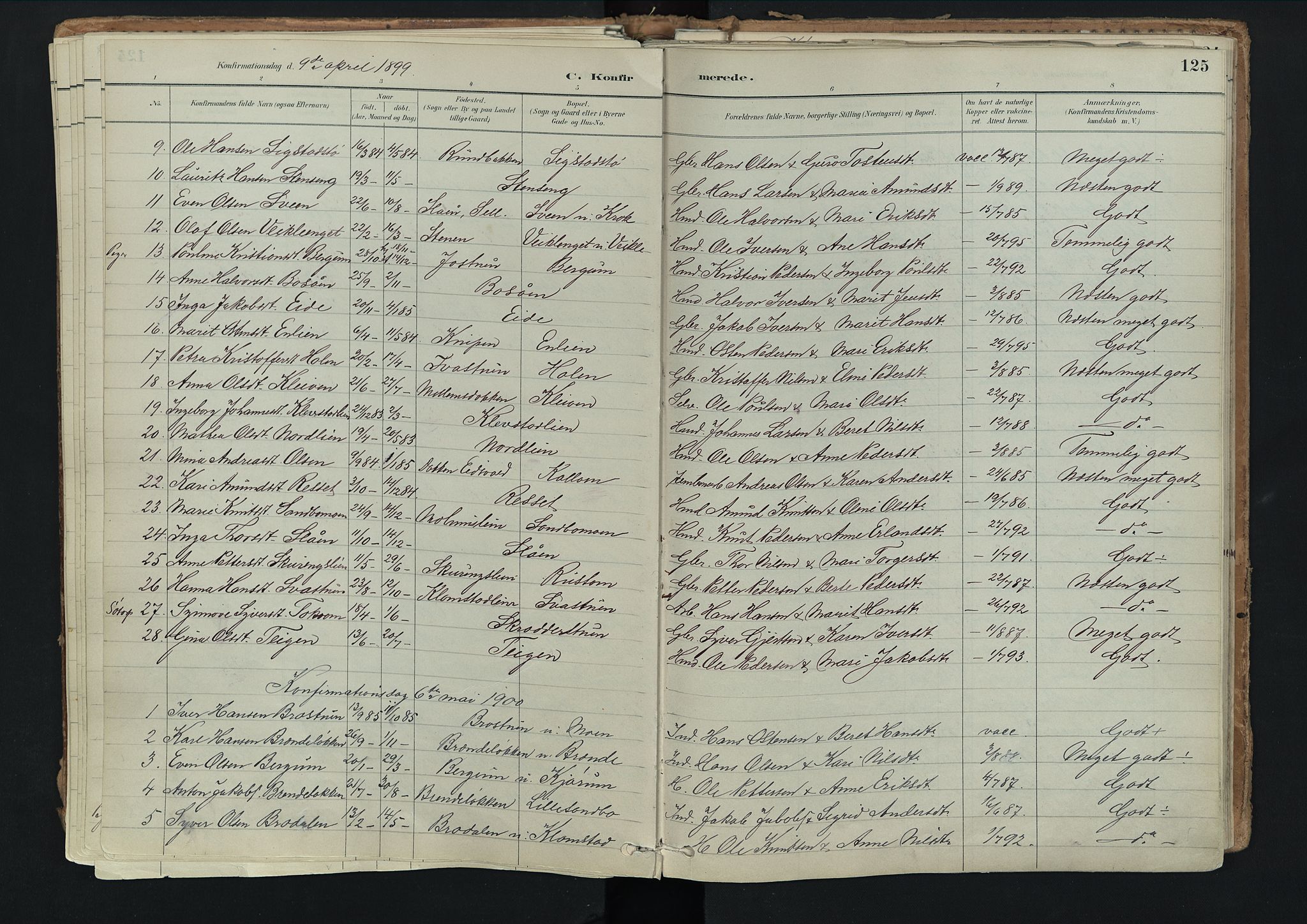 Nord-Fron prestekontor, SAH/PREST-080/H/Ha/Haa/L0003: Parish register (official) no. 3, 1884-1914, p. 125