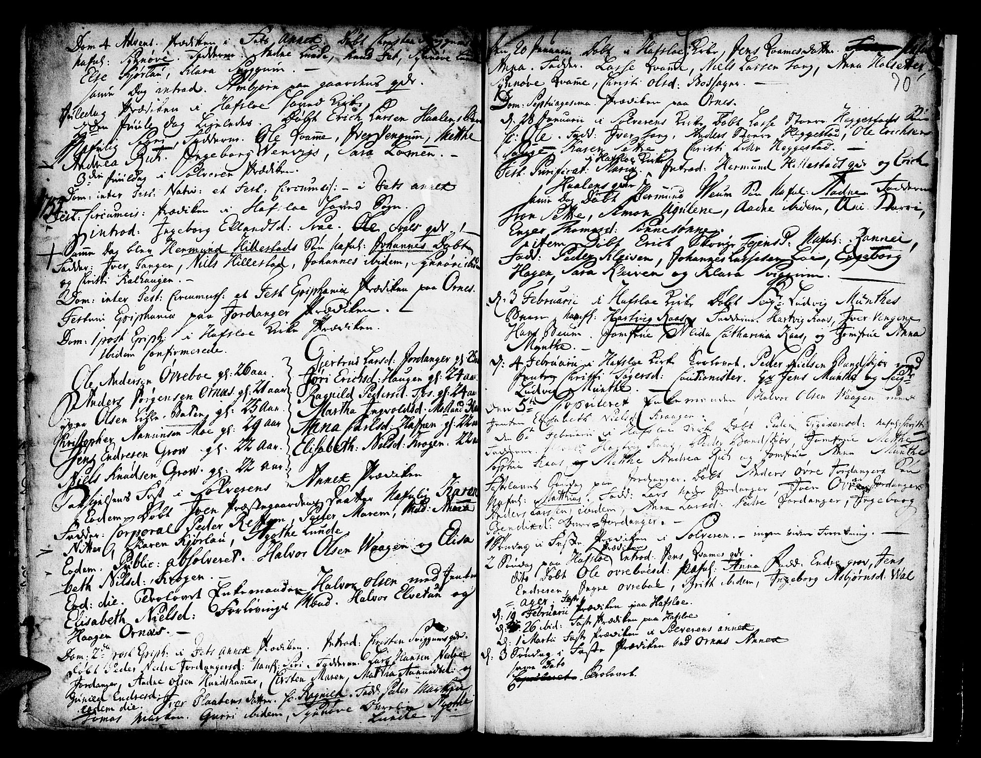 Hafslo sokneprestembete, SAB/A-80301/H/Haa/Haaa/L0001: Parish register (official) no. A 1, 1717-1755, p. 70