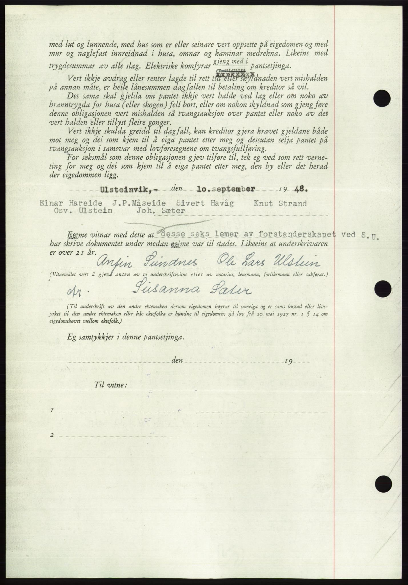 Søre Sunnmøre sorenskriveri, AV/SAT-A-4122/1/2/2C/L0116: Mortgage book no. 4B, 1948-1949, Diary no: : 1299/1948