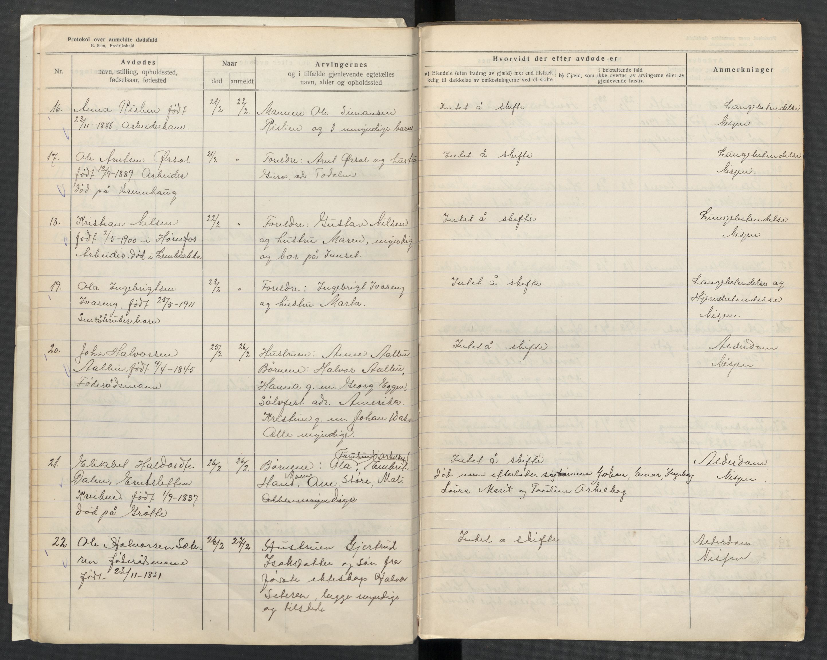 Oppdal lensmannskontor, SAT/A-1073/1/02/L0003: 2.01.03 Dødsfallsprotokoll, 1919-1929