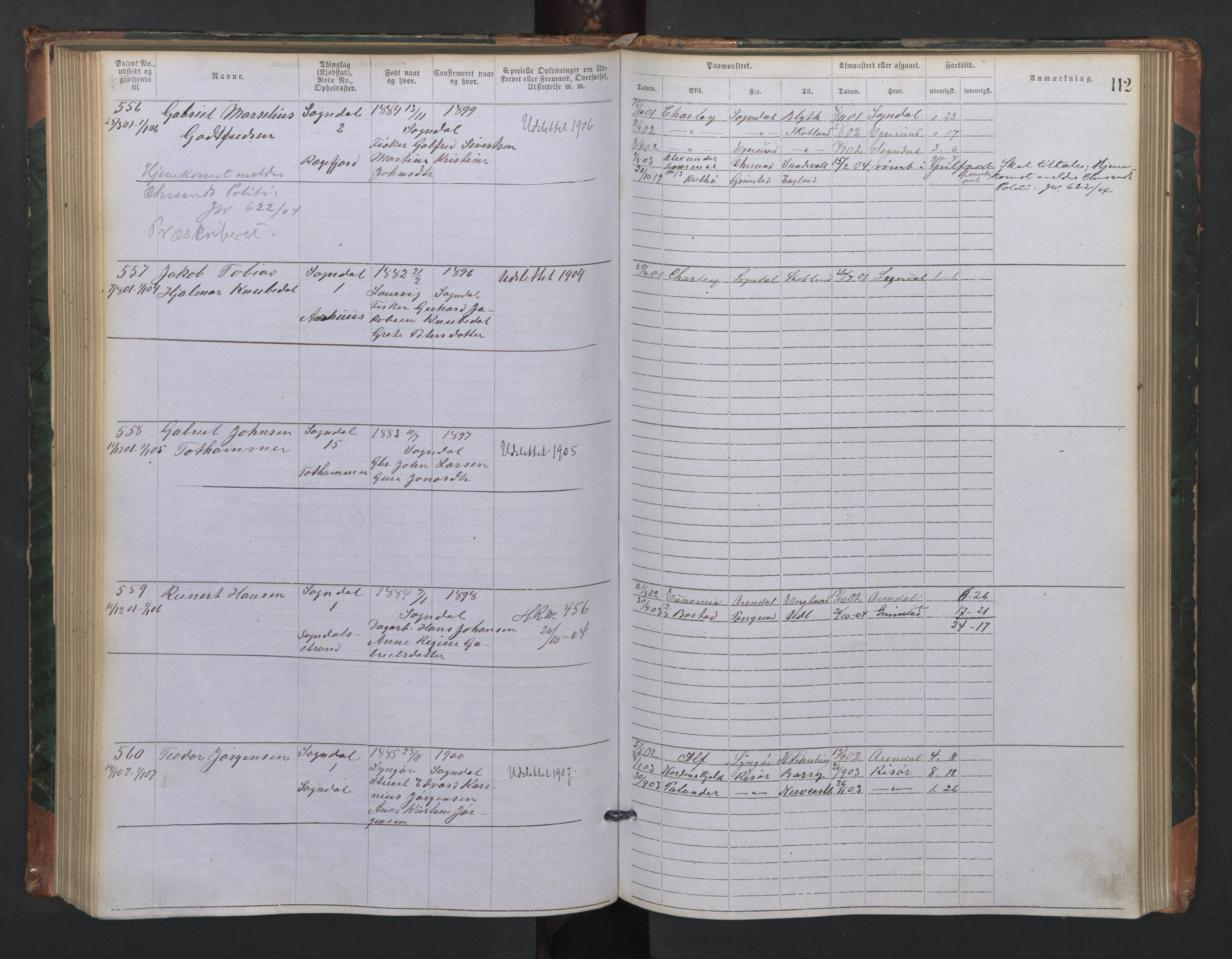 Sogndal mønstringskrets, AV/SAK-2031-0020/F/Fa/L0001: Annotasjonsrulle nr 1-635 med register, P-1, 1868-1931, p. 103