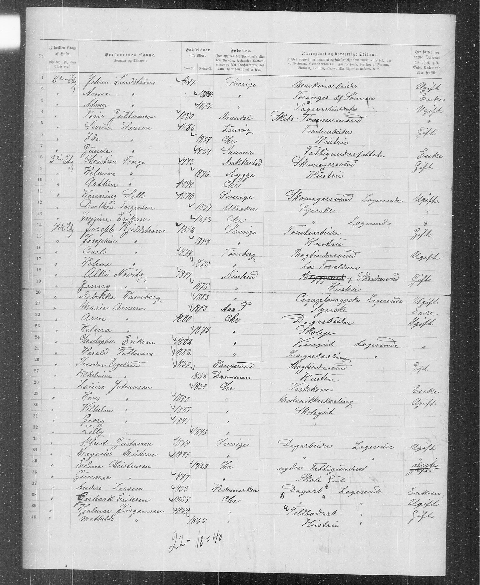 OBA, Municipal Census 1899 for Kristiania, 1899, p. 1583