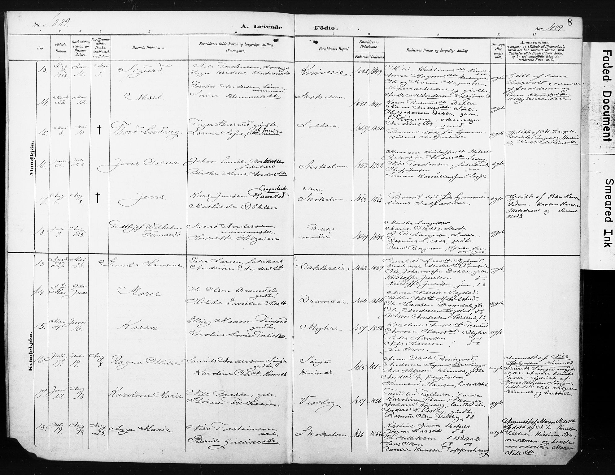 Eiker kirkebøker, AV/SAKO-A-4/F/Fc/L0002: Parish register (official) no. III 2, 1889-1897, p. 8