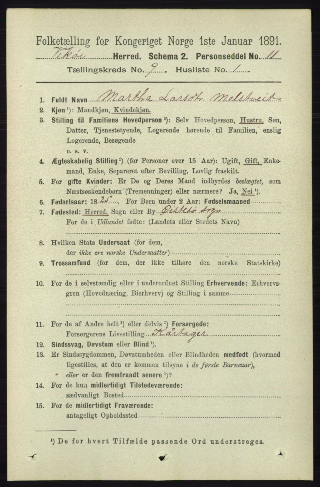 RA, 1891 census for 1238 Vikør, 1891, p. 2669