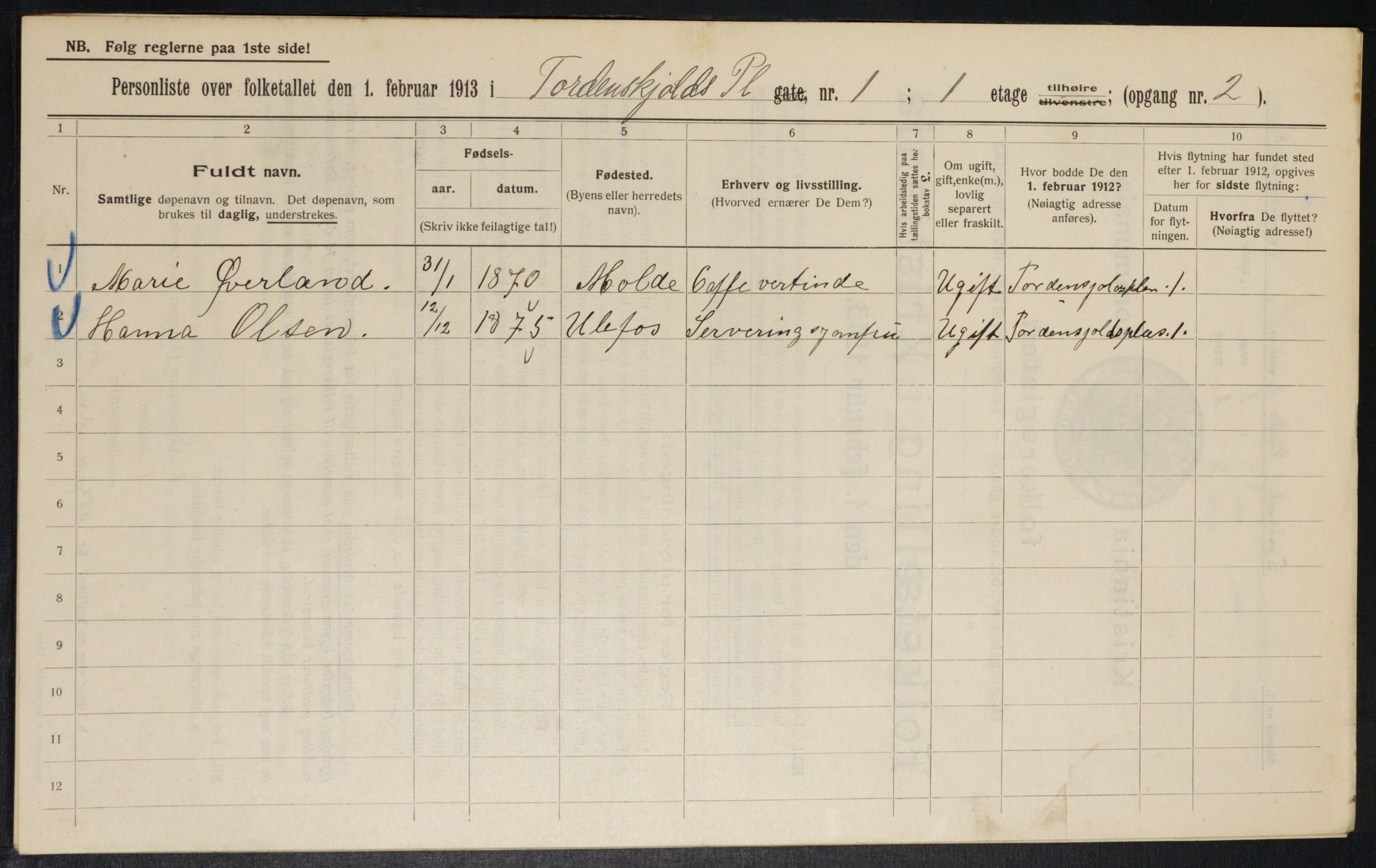 OBA, Municipal Census 1913 for Kristiania, 1913, p. 113831