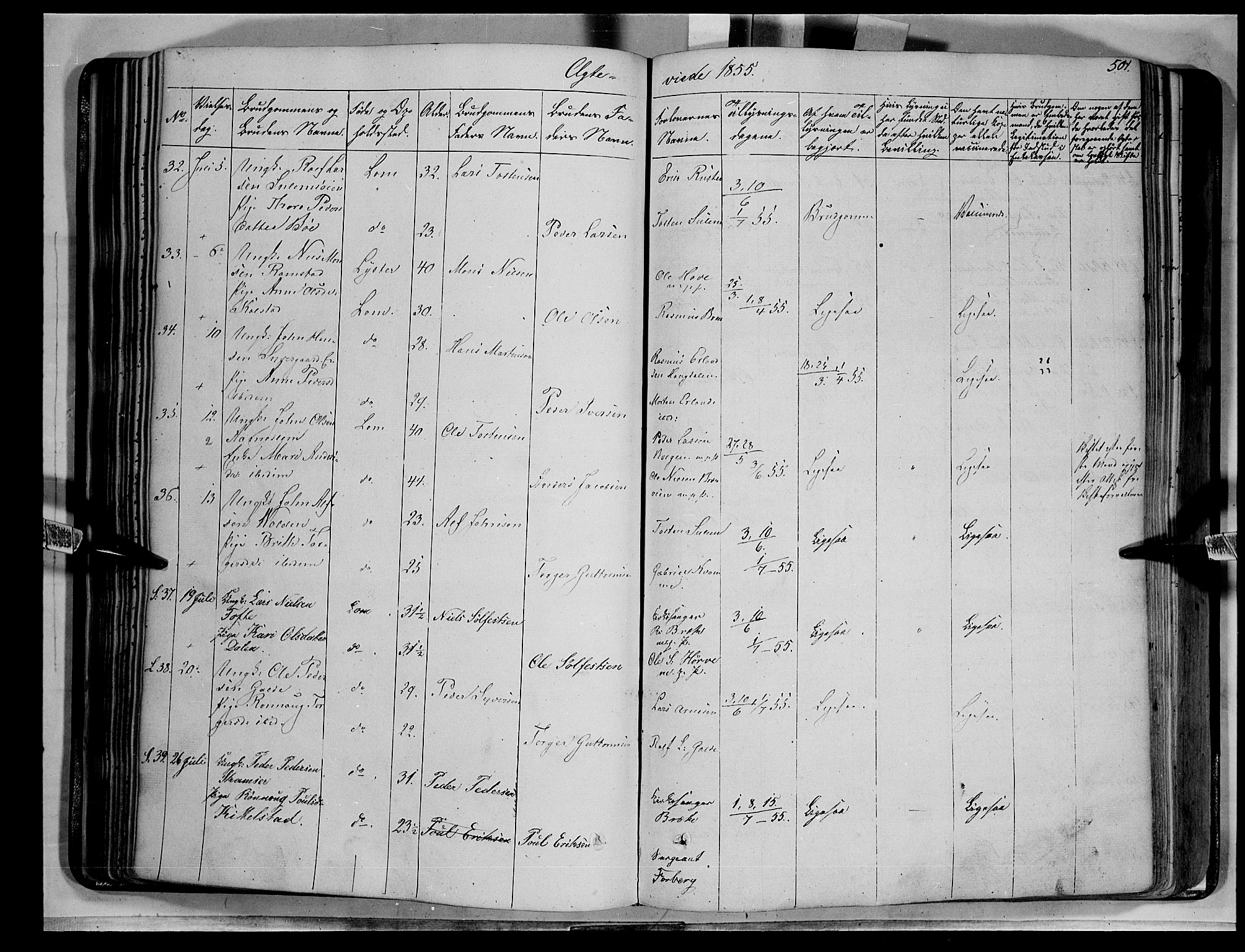 Lom prestekontor, AV/SAH-PREST-070/K/L0006: Parish register (official) no. 6B, 1837-1863, p. 501