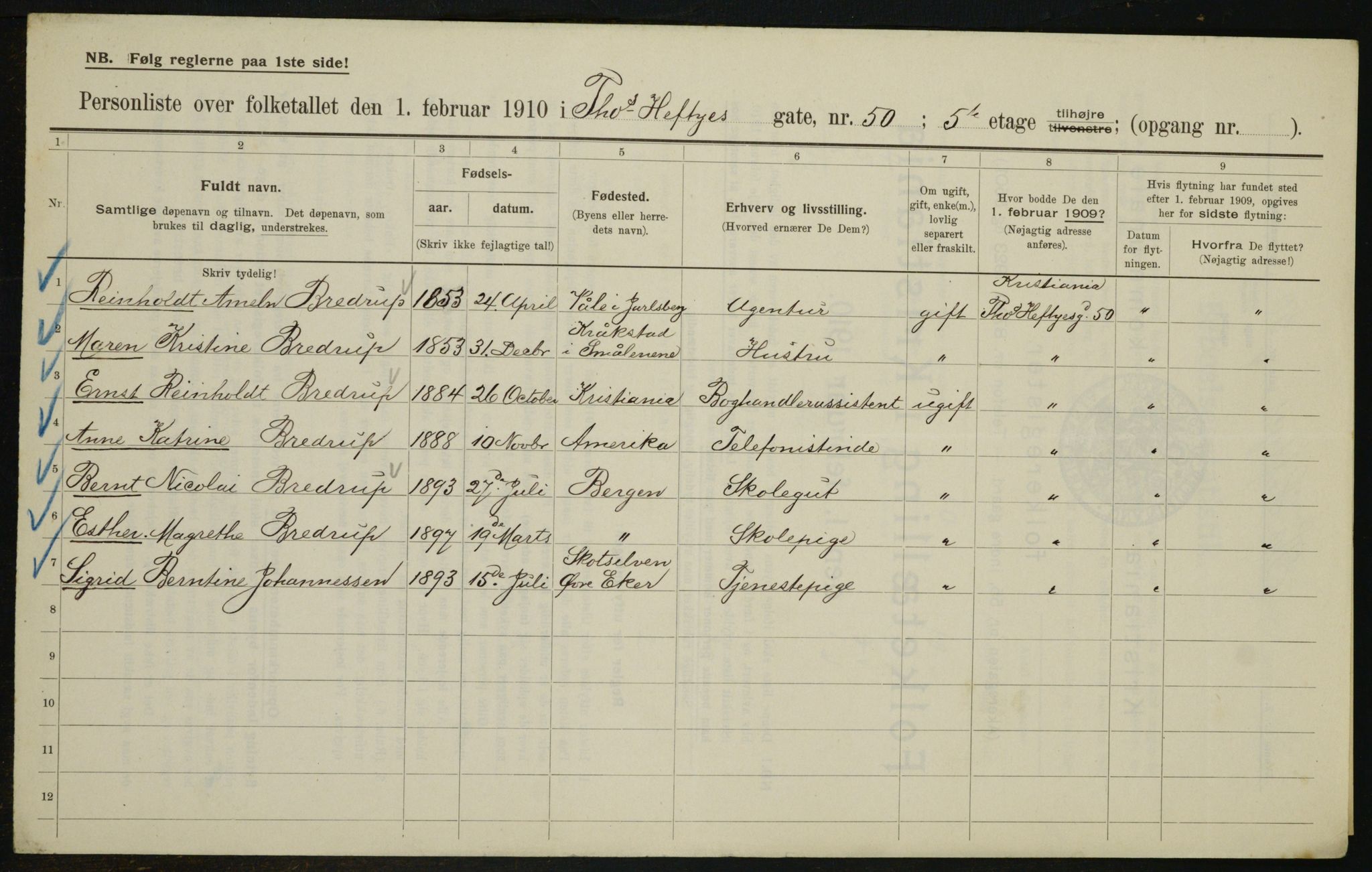 OBA, Municipal Census 1910 for Kristiania, 1910, p. 103652