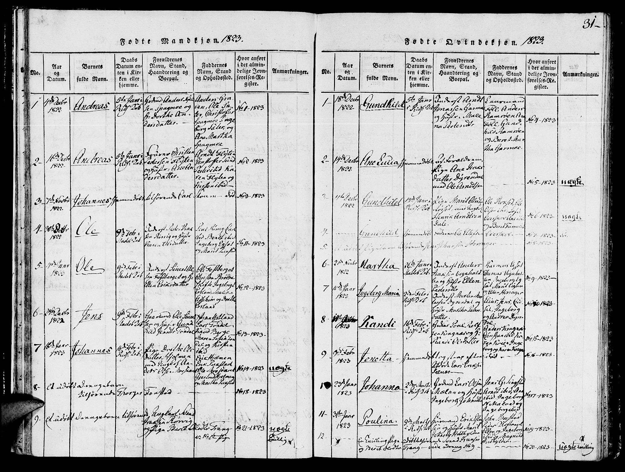 Ministerialprotokoller, klokkerbøker og fødselsregistre - Sør-Trøndelag, SAT/A-1456/646/L0608: Parish register (official) no. 646A06, 1816-1825, p. 31