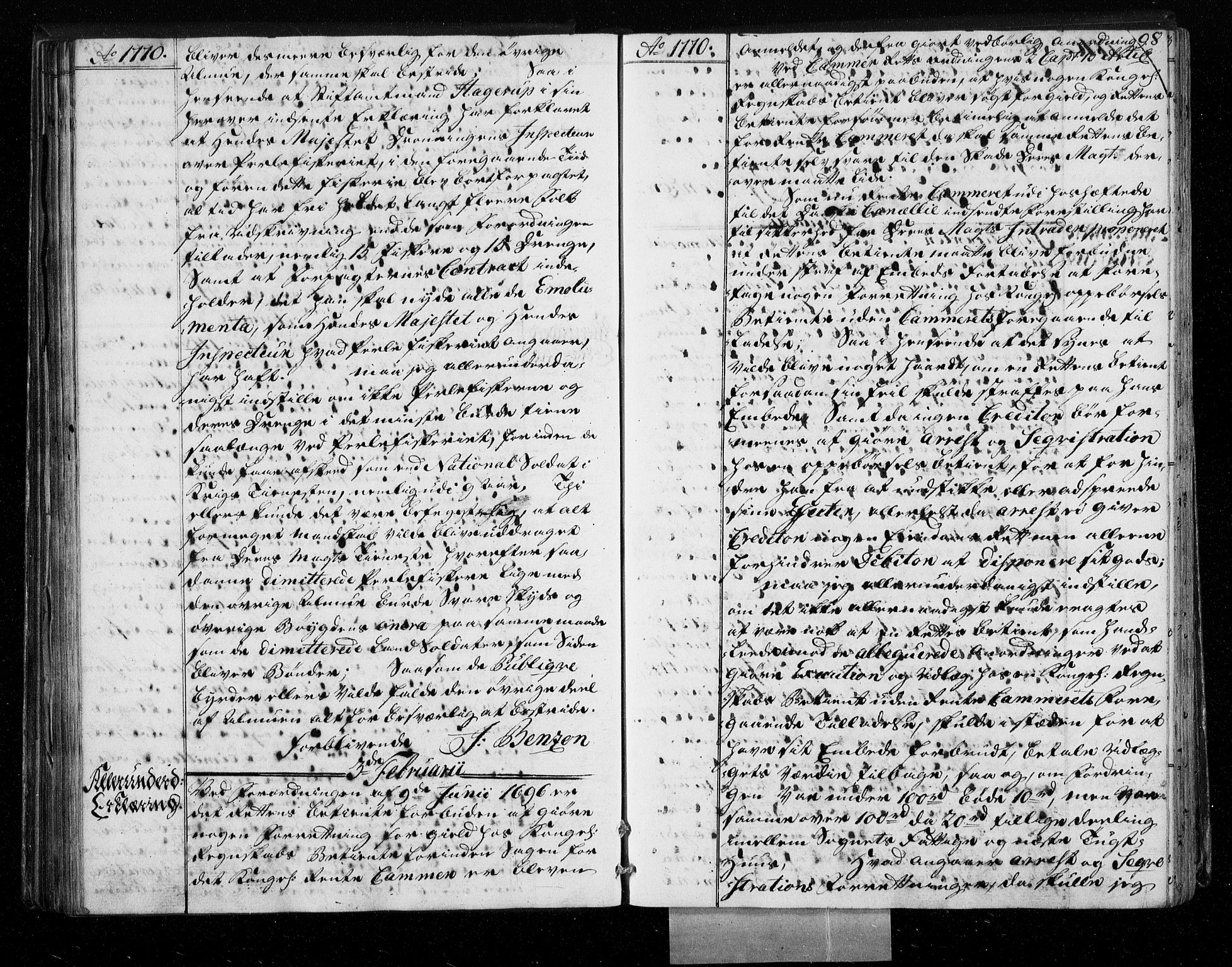 Stattholderembetet 1572-1771, AV/RA-EA-2870/Bf/L0008: Stattholderprotokoll (allmenn kopibok), 1769-1770, p. 97b-98a